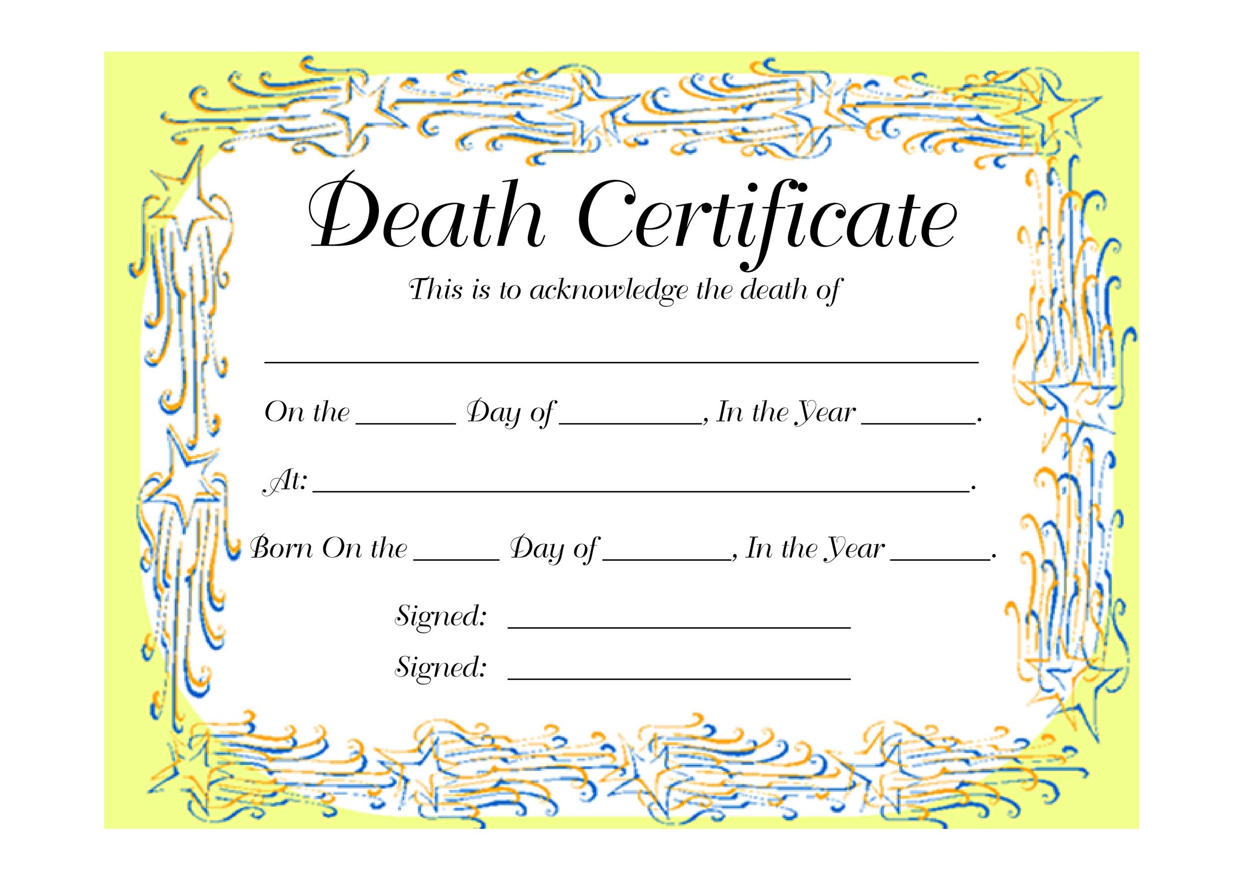 37 Blank Death Certificate Templates [100 FREE] ᐅ TemplateLab