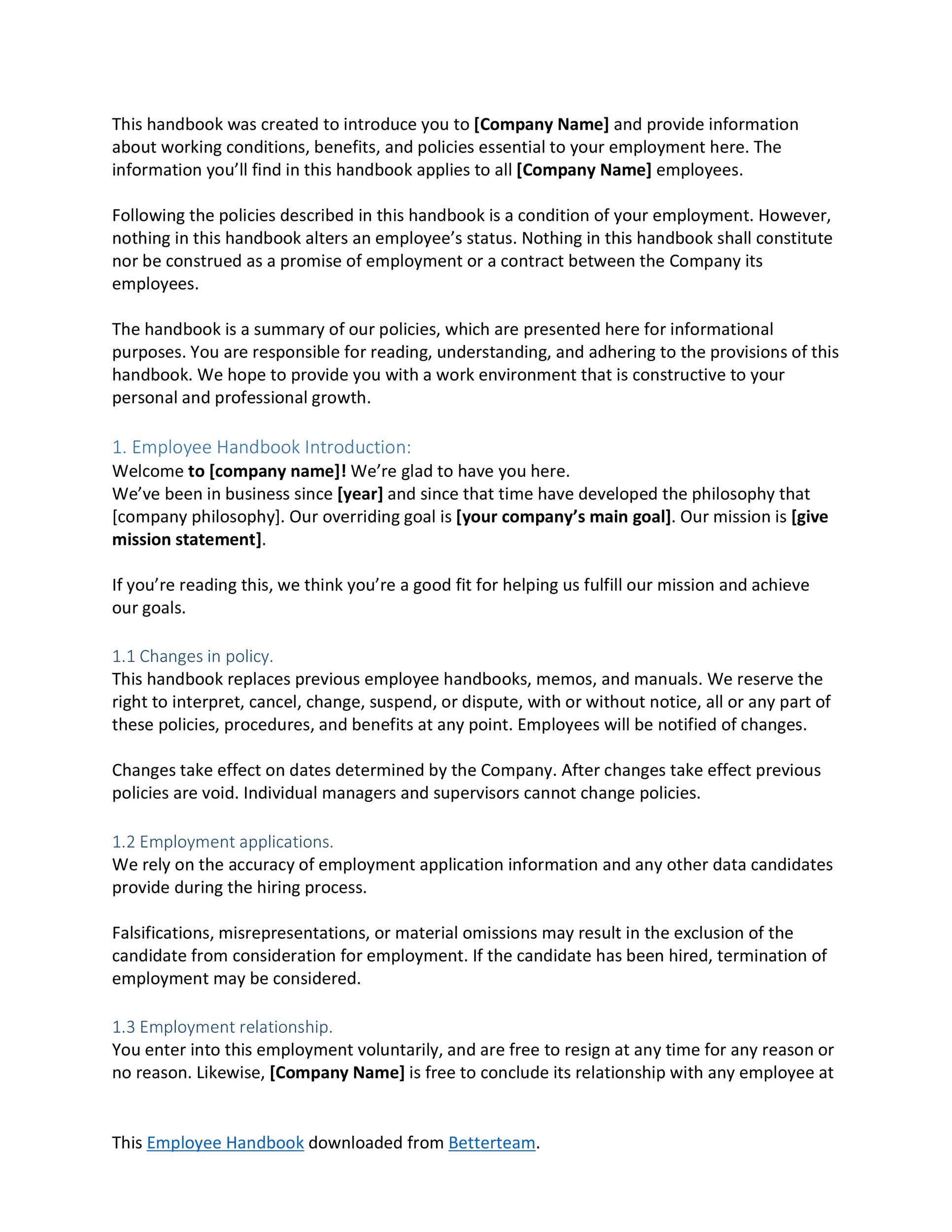 42 Best Employee Handbook Templates Examples TemplateLab