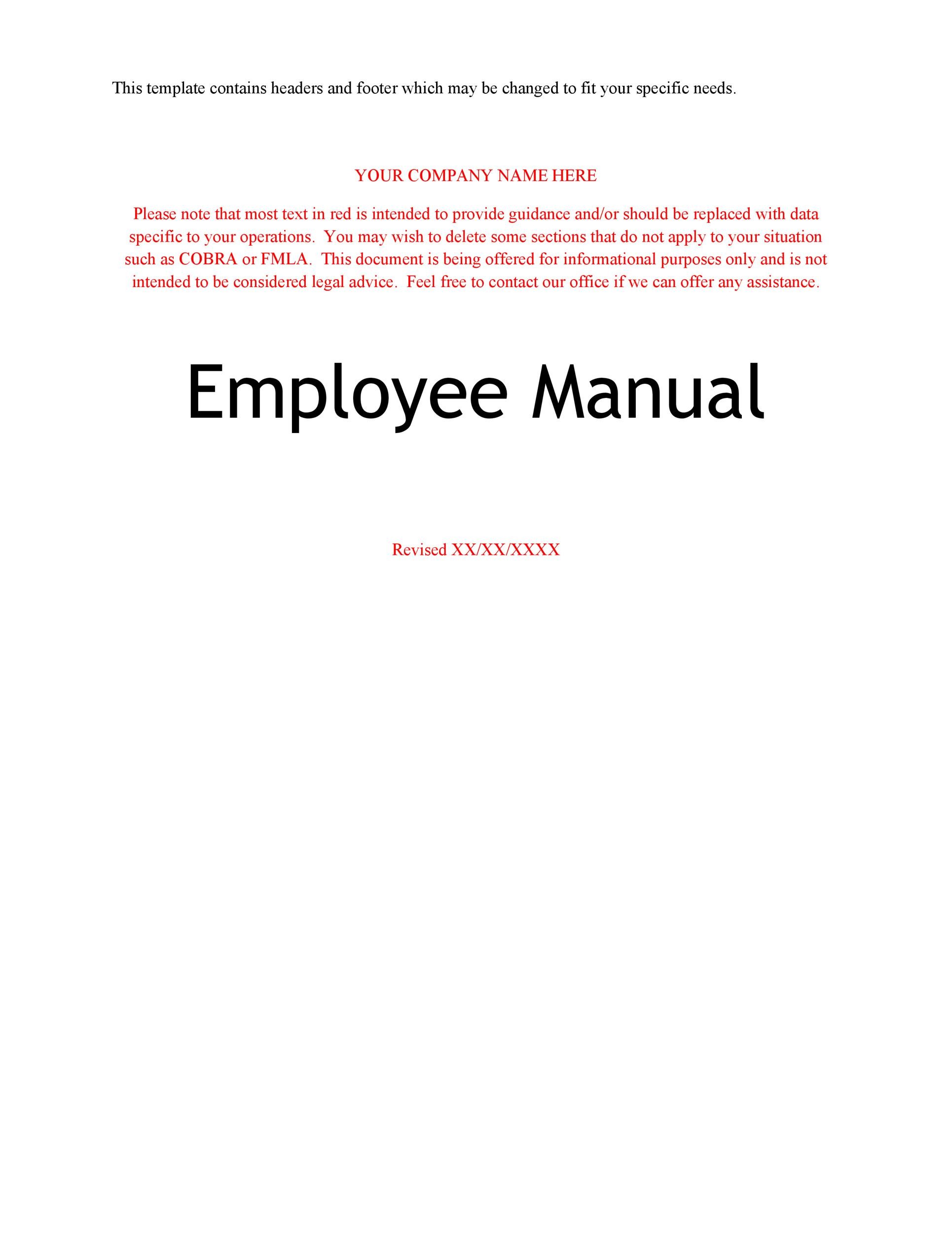 Free employee handbook template 22