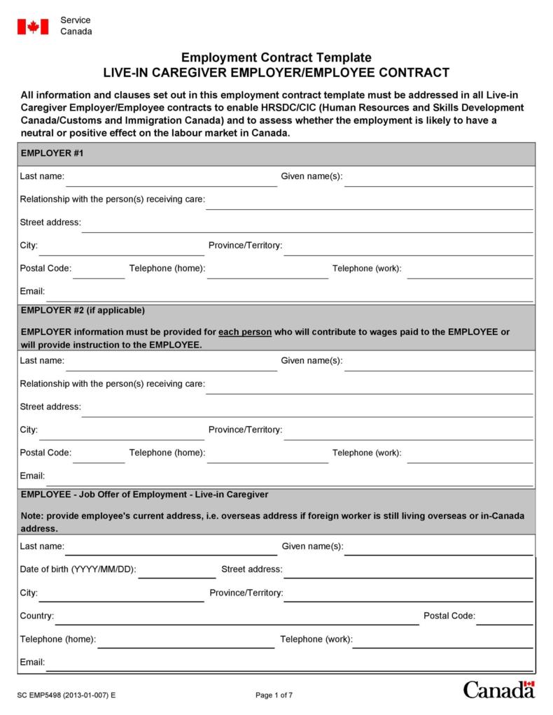 Free Printable Employment Contract