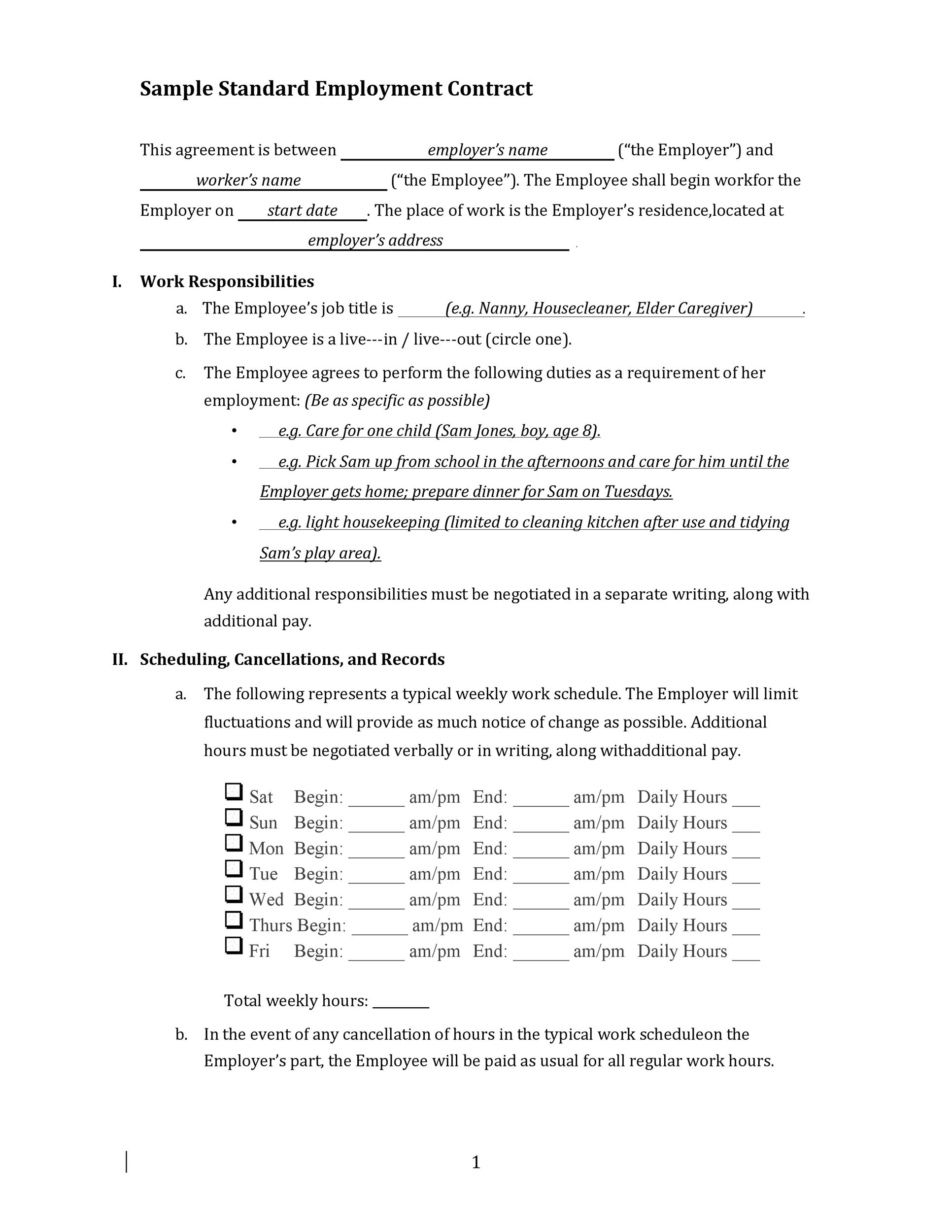 50 Ready to use Employment Contracts Samples Templates 50 Ready to use Employment Contracts Samples Templates
