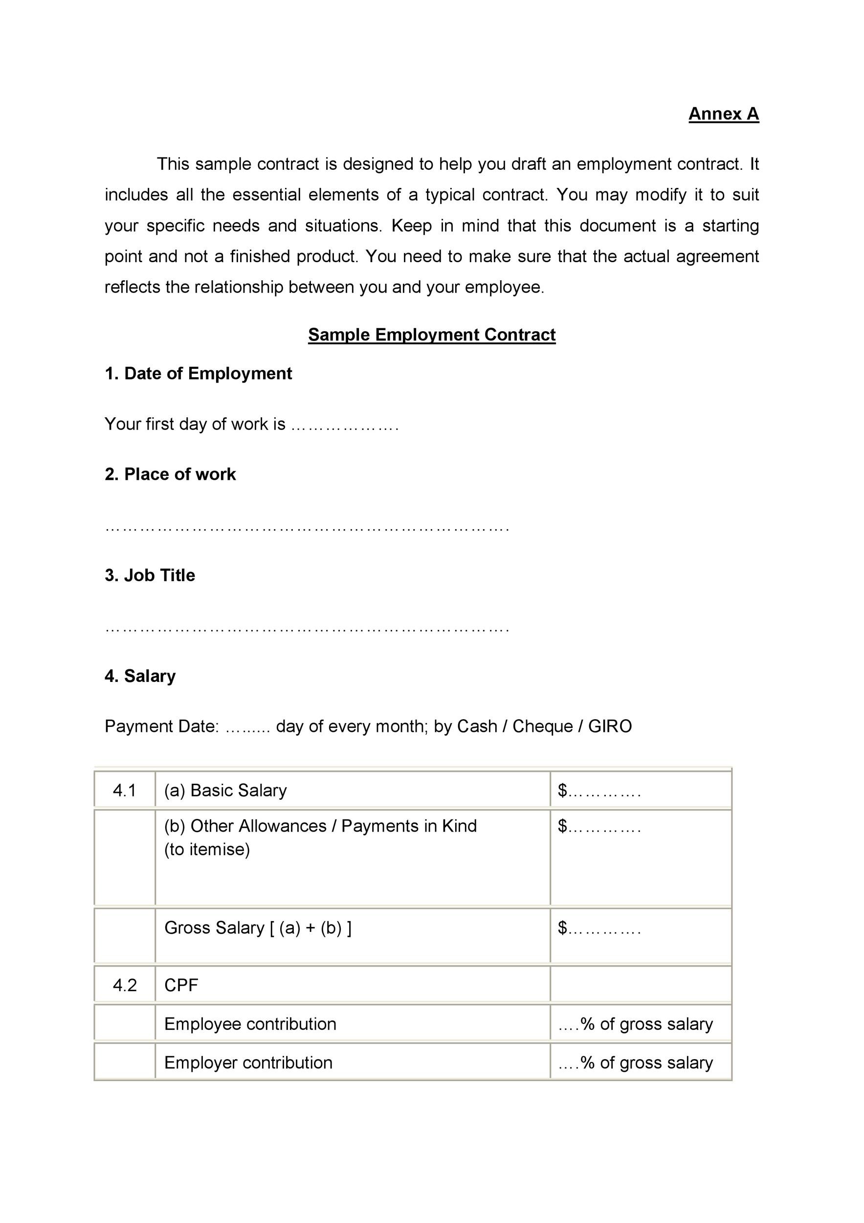 Free employment contract 23
