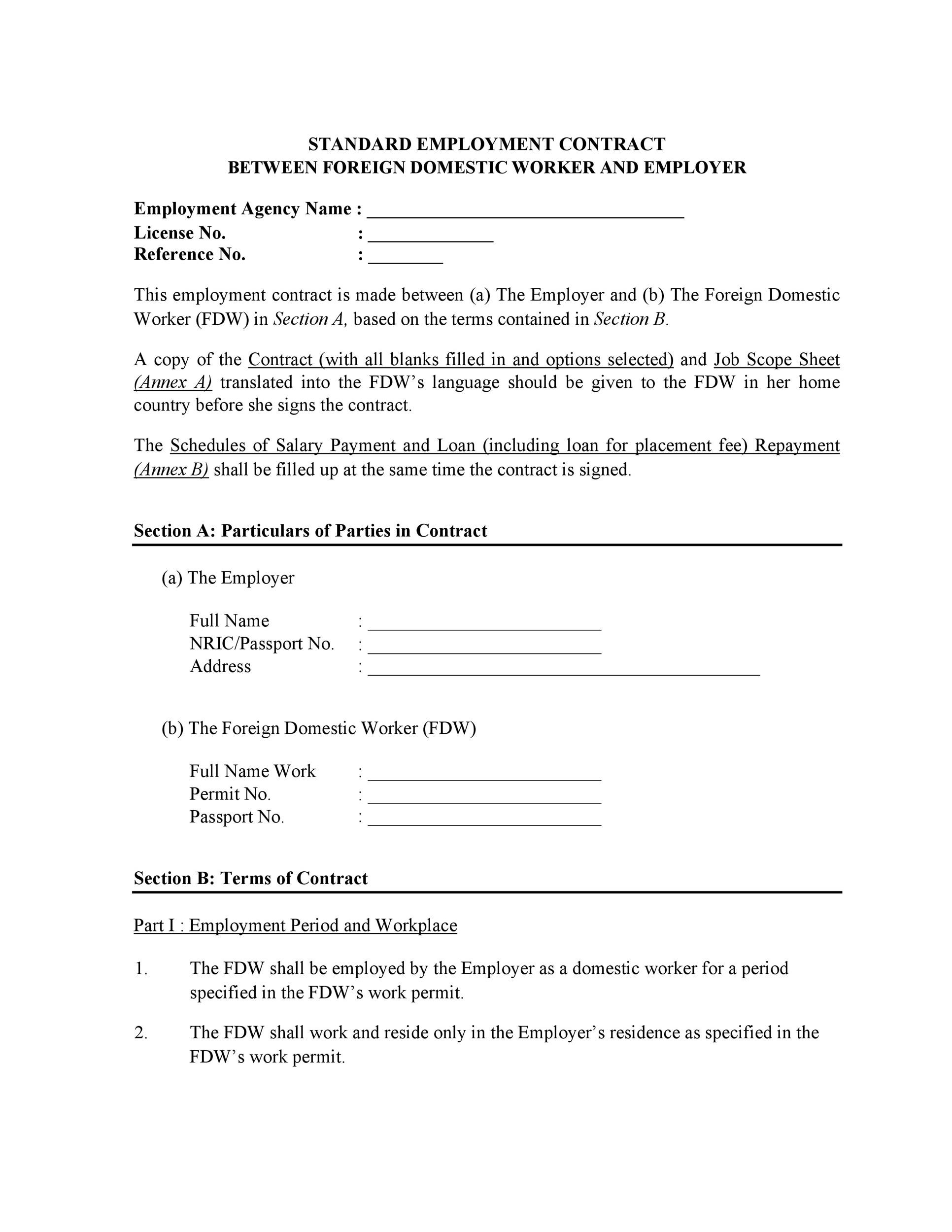Free employment contract 25