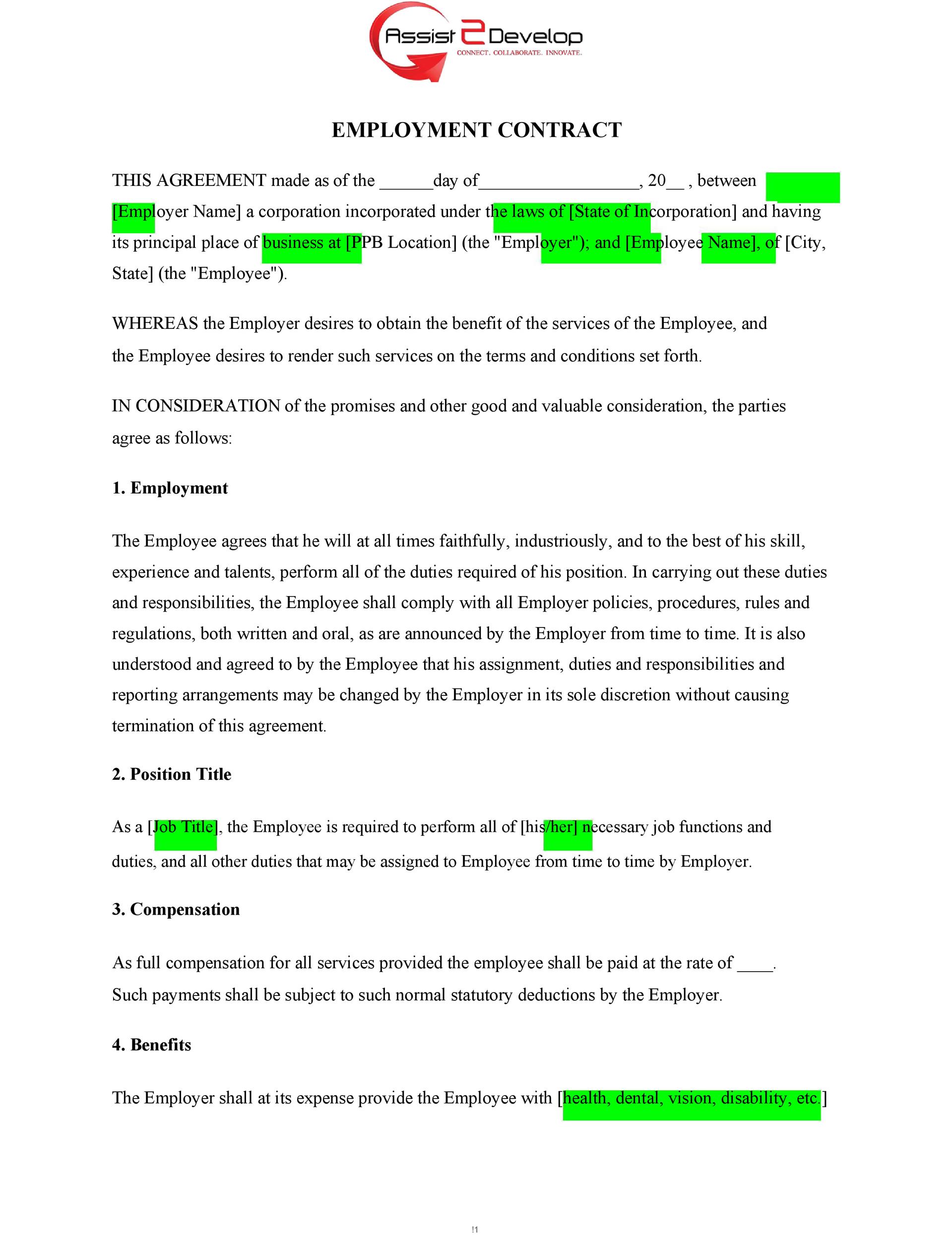 50 Readytouse Employment Contracts (Samples & Templates) ᐅ