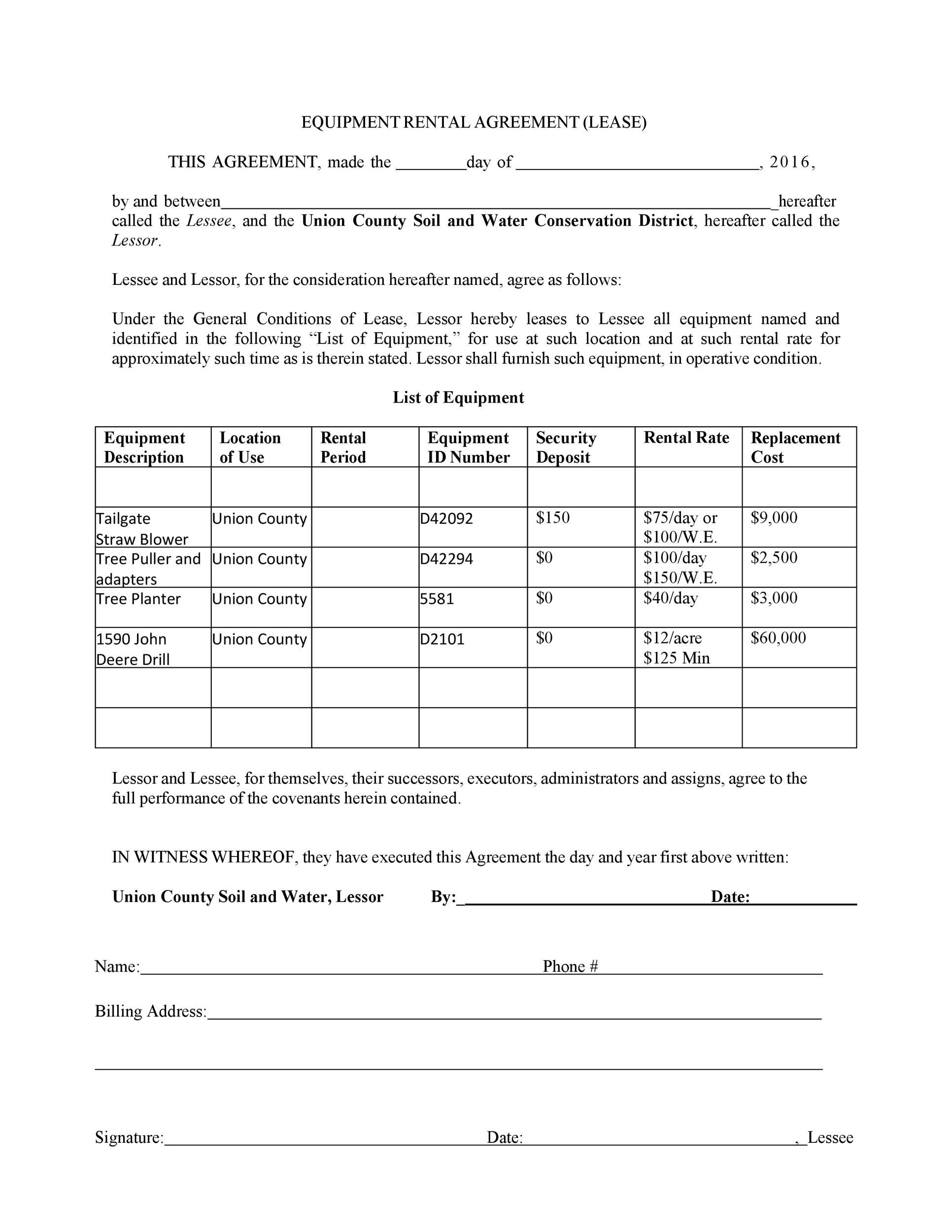 Equipment Operating Lease Agreement Template Printable Form Templates And Letter