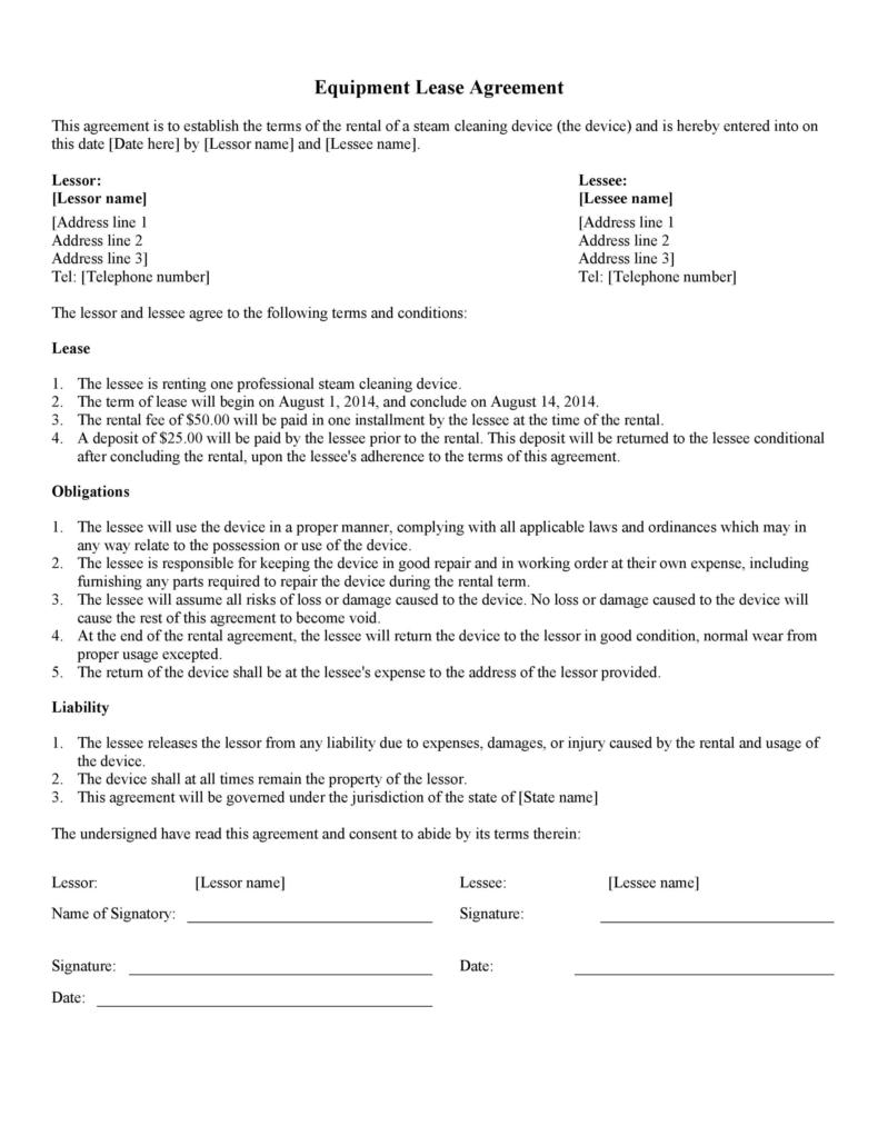 44 Simple Equipment Lease Agreement Templates [Word, PDF]
