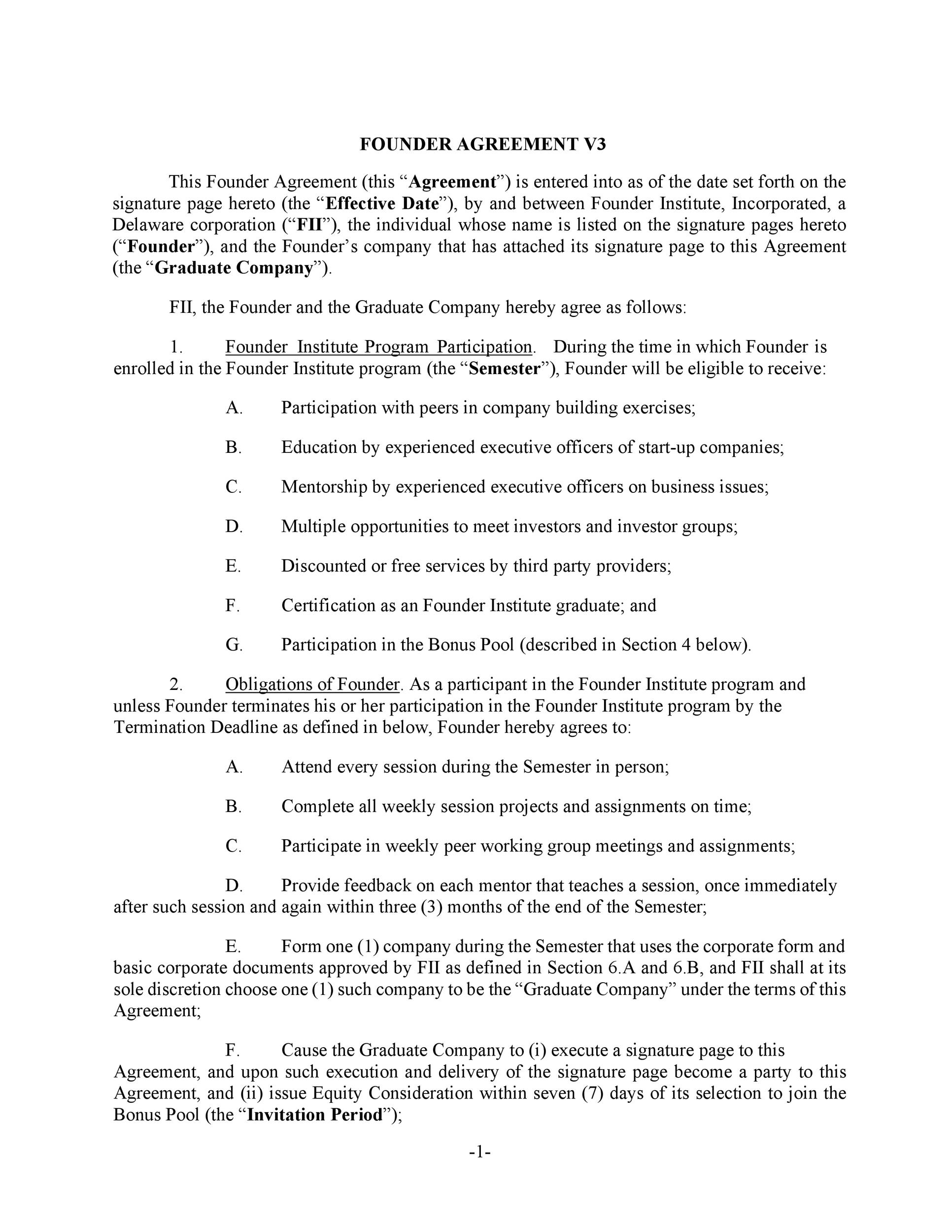 Free founders agreement 10