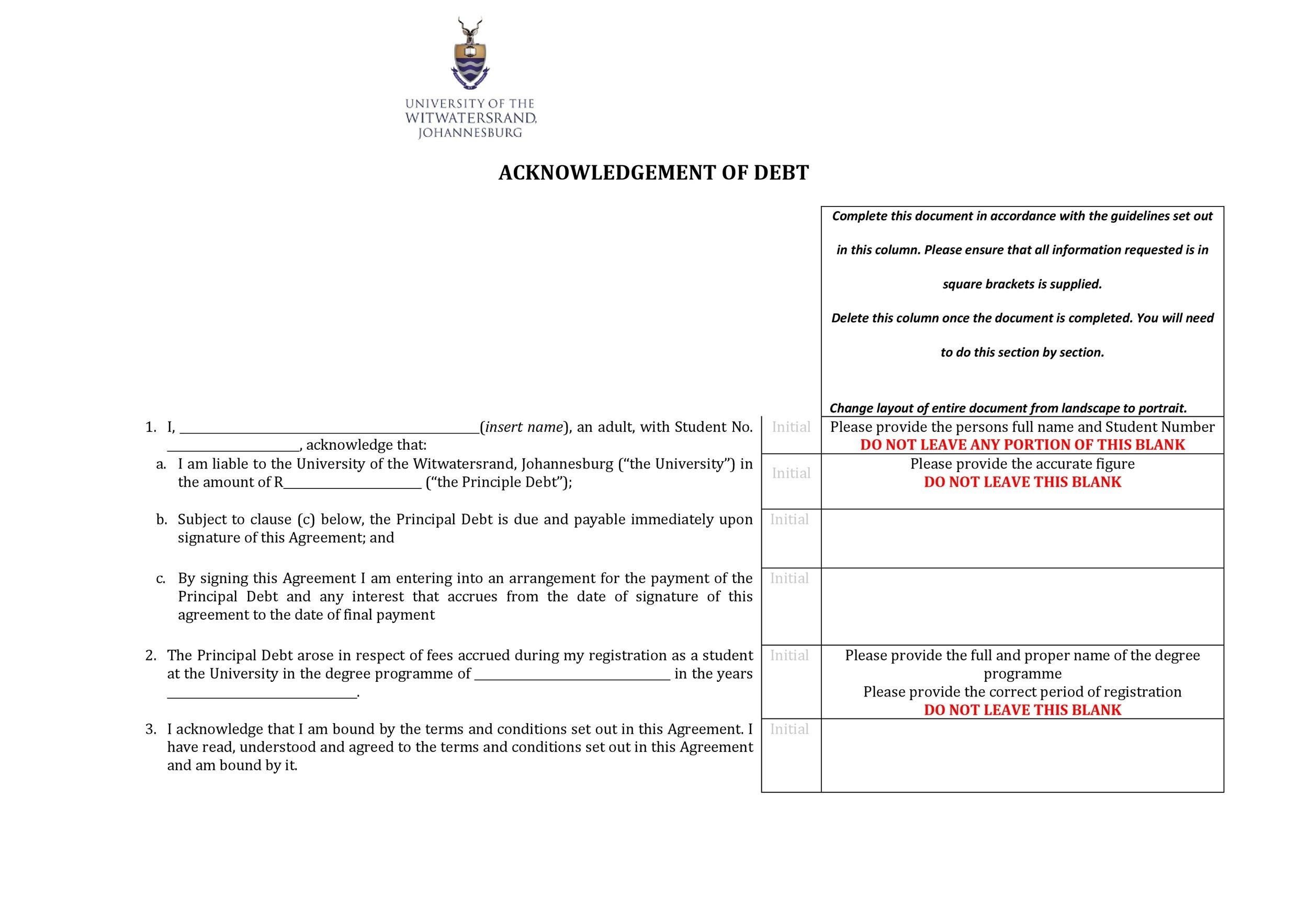 Iou Letter Template