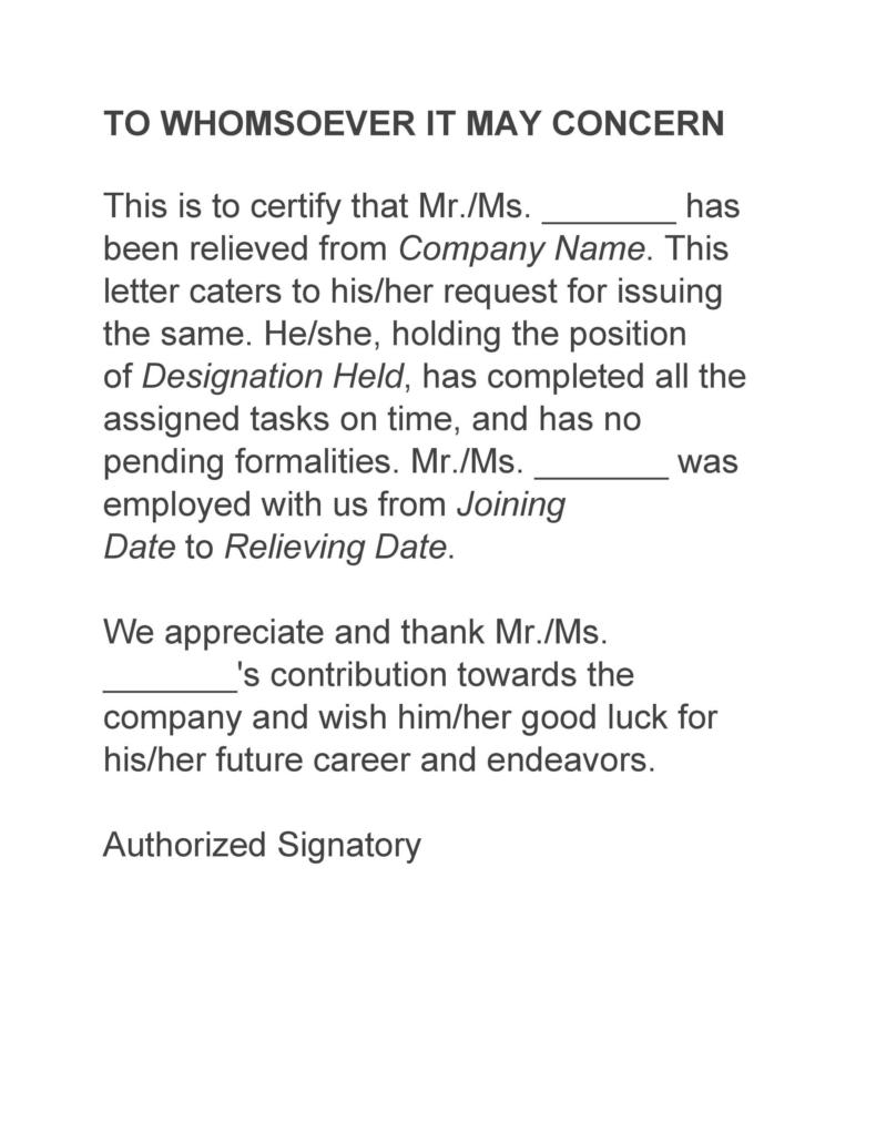 37 Professional Relieving Letters (Free Templates) ᐅ TemplateLab