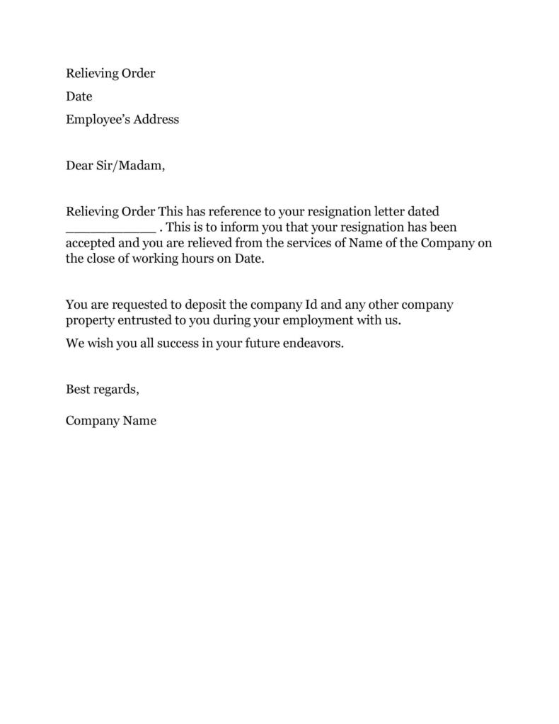 37 Professional Relieving Letters (Free Templates) ᐅ TemplateLab