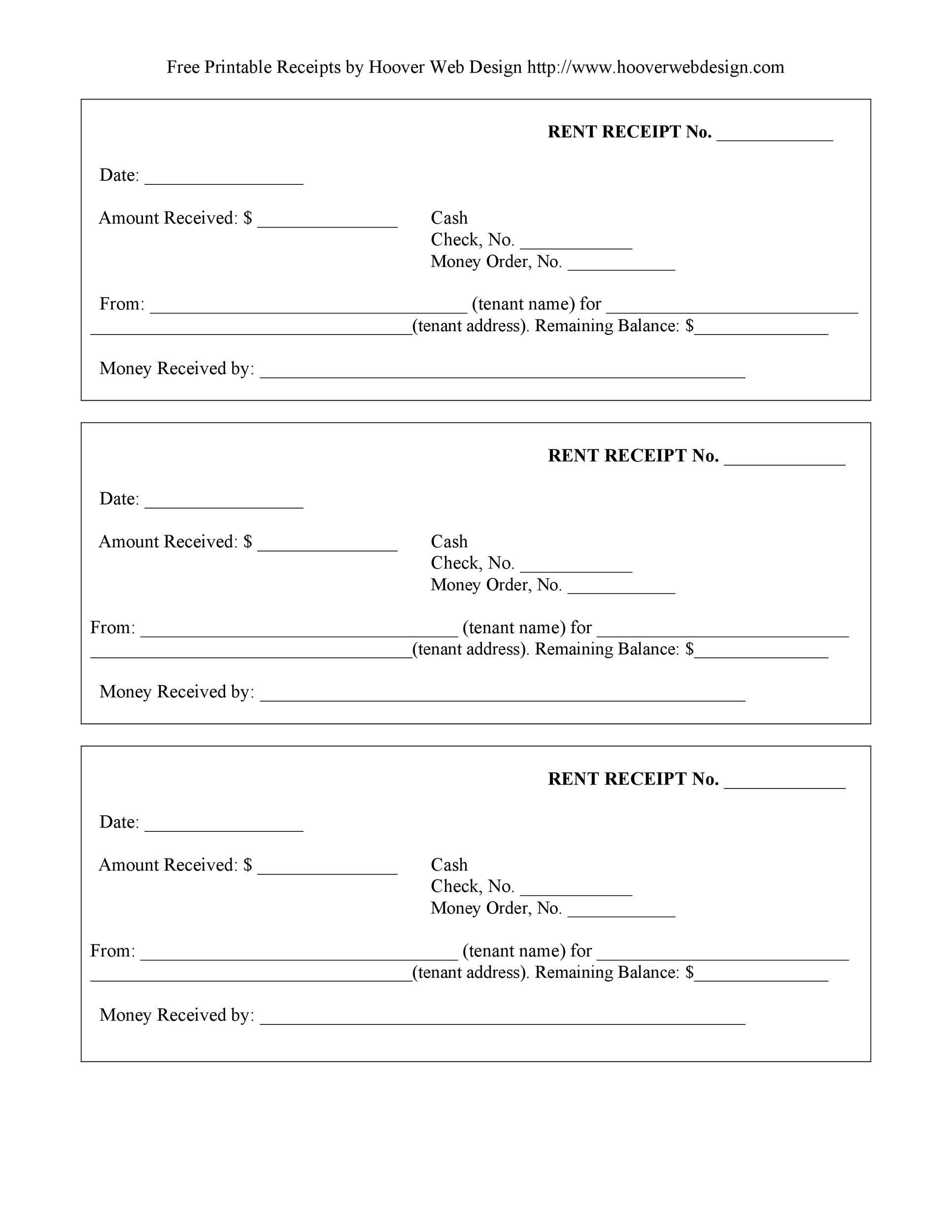 printable rent receipt collection letter templates