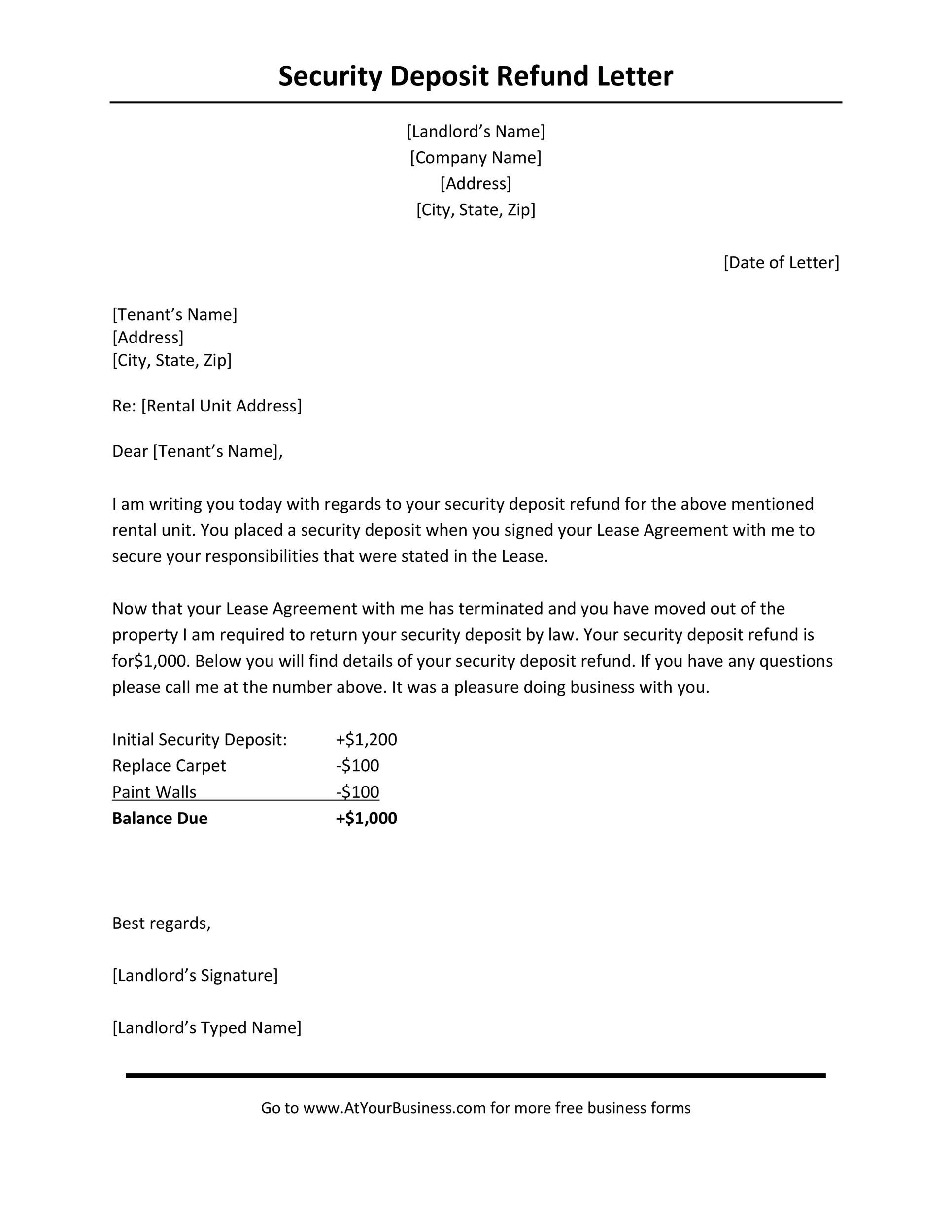 Itemized Security Deposit Deduction Letter from templatelab.com