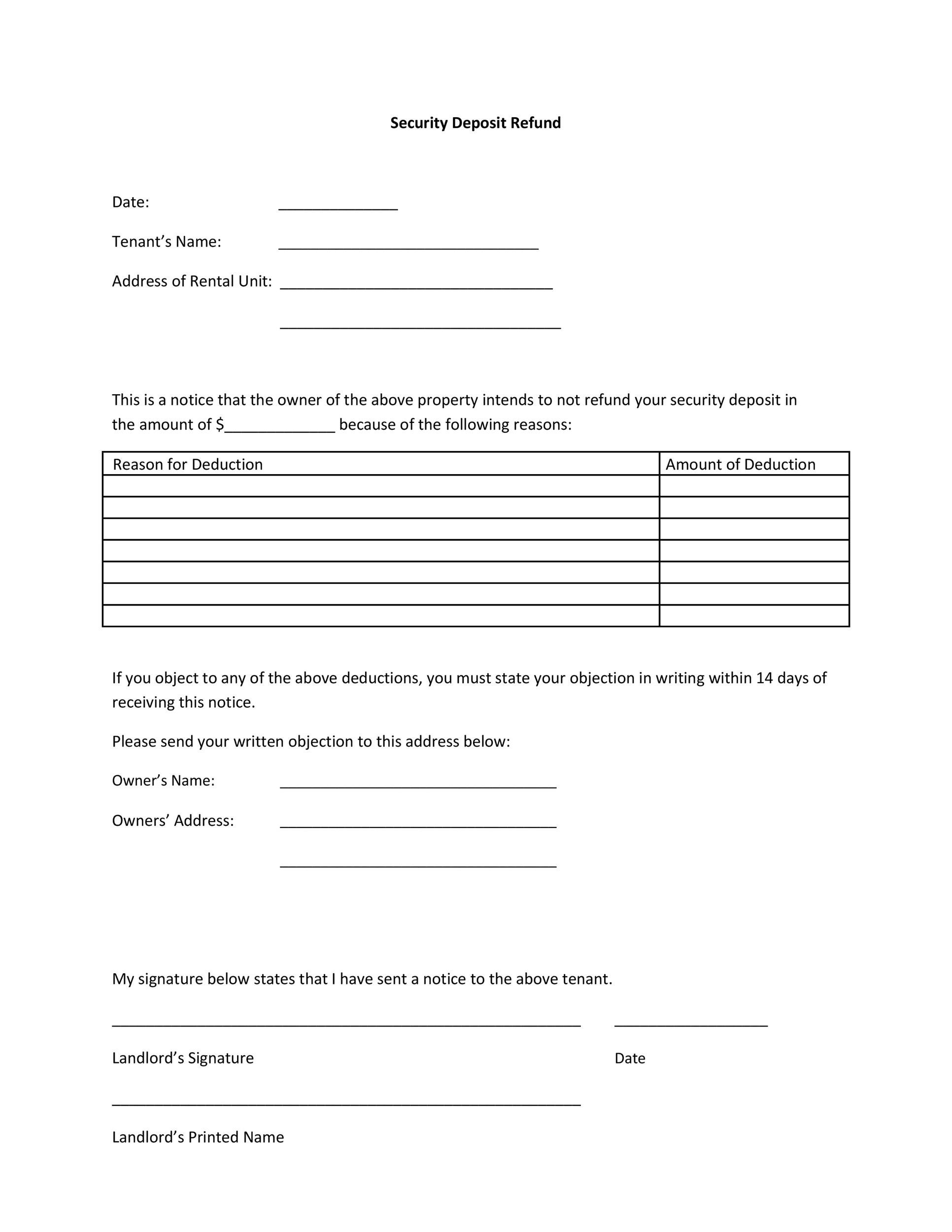 Security Deposit Refund Letter Template from templatelab.com