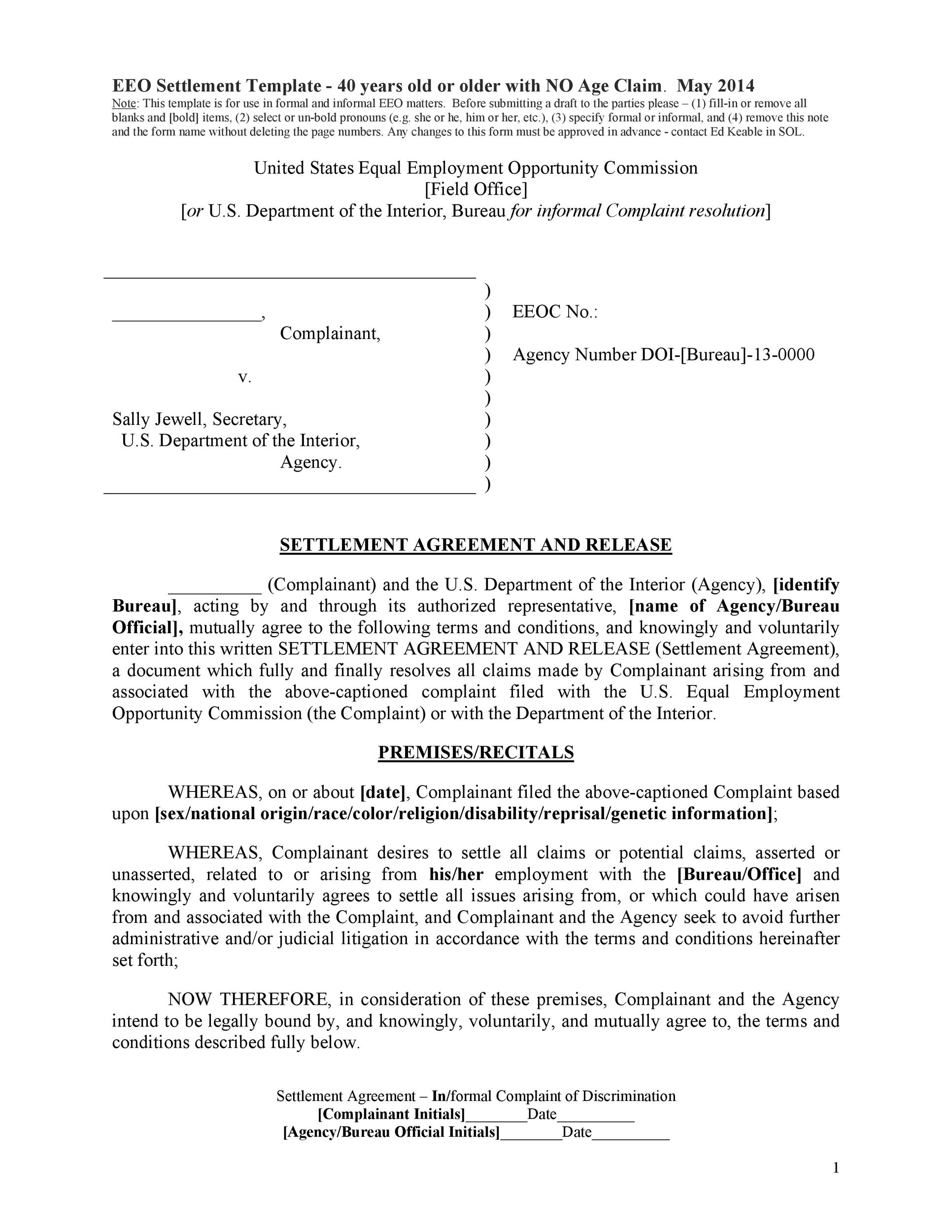 43 Free Settlement Agreement Templates Divorce/Debt/Employment