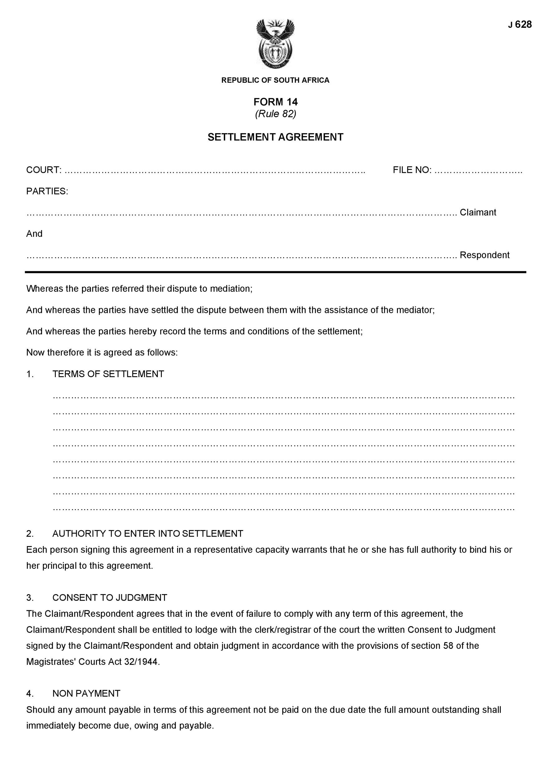 Free settlement agreement 08