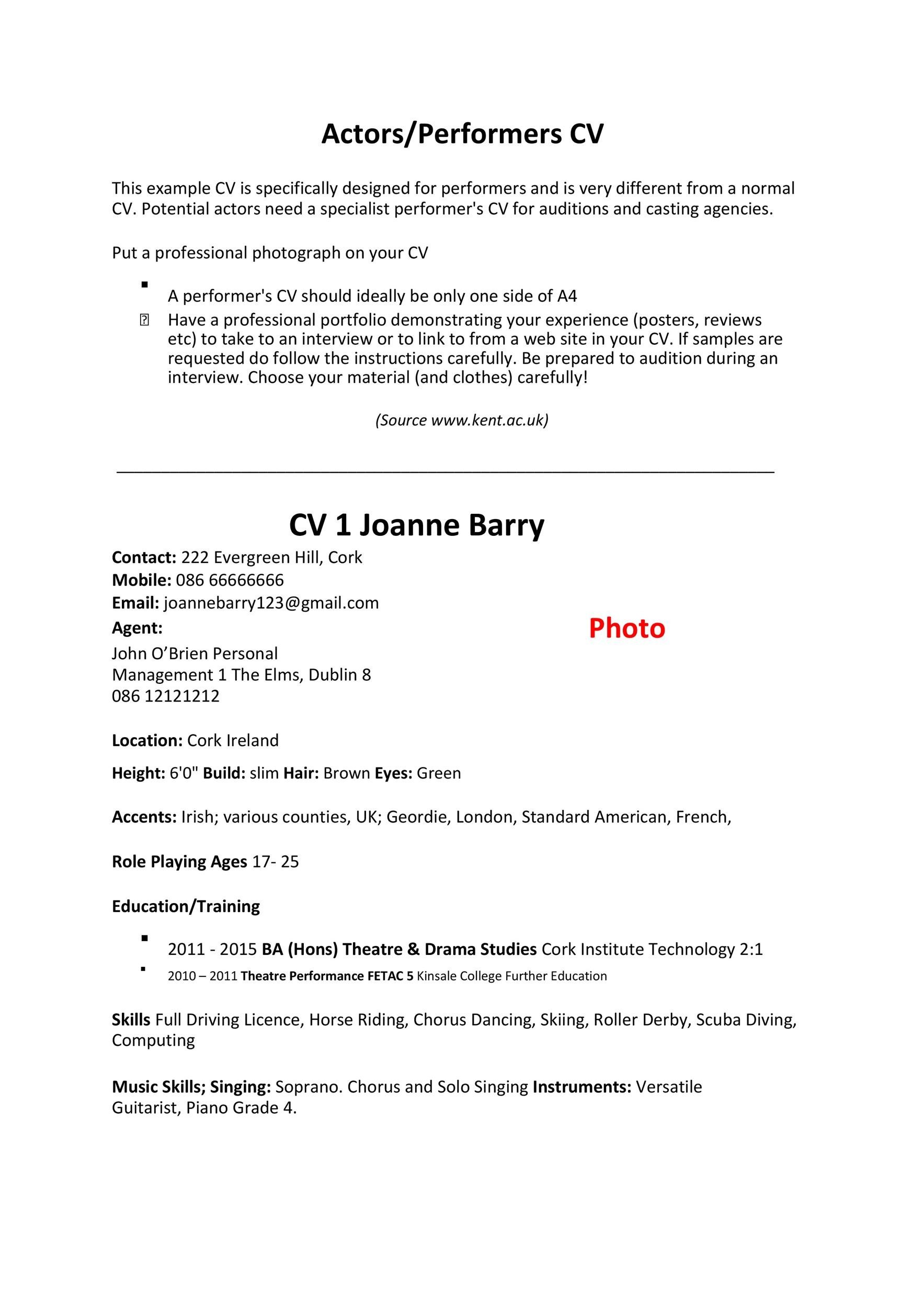 Free acting resume template 15