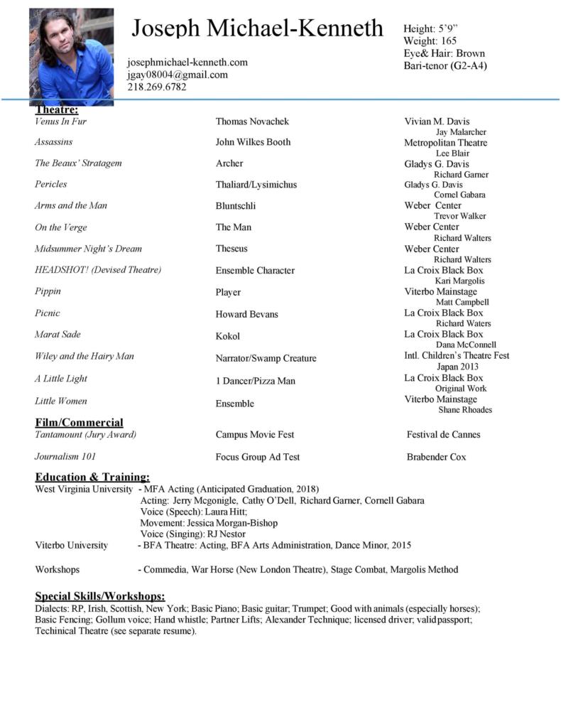 acting resume template 2020