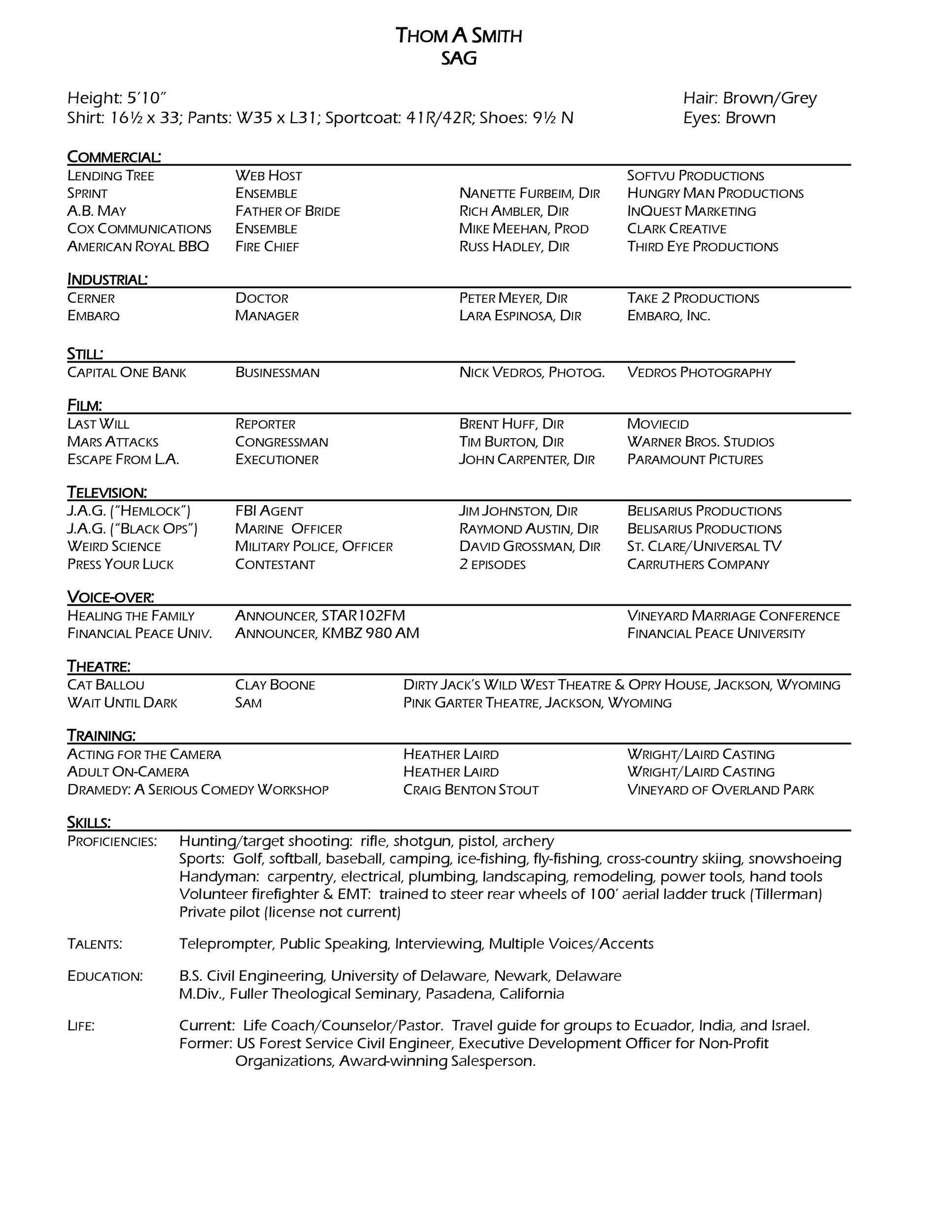 Free acting resume template 22
