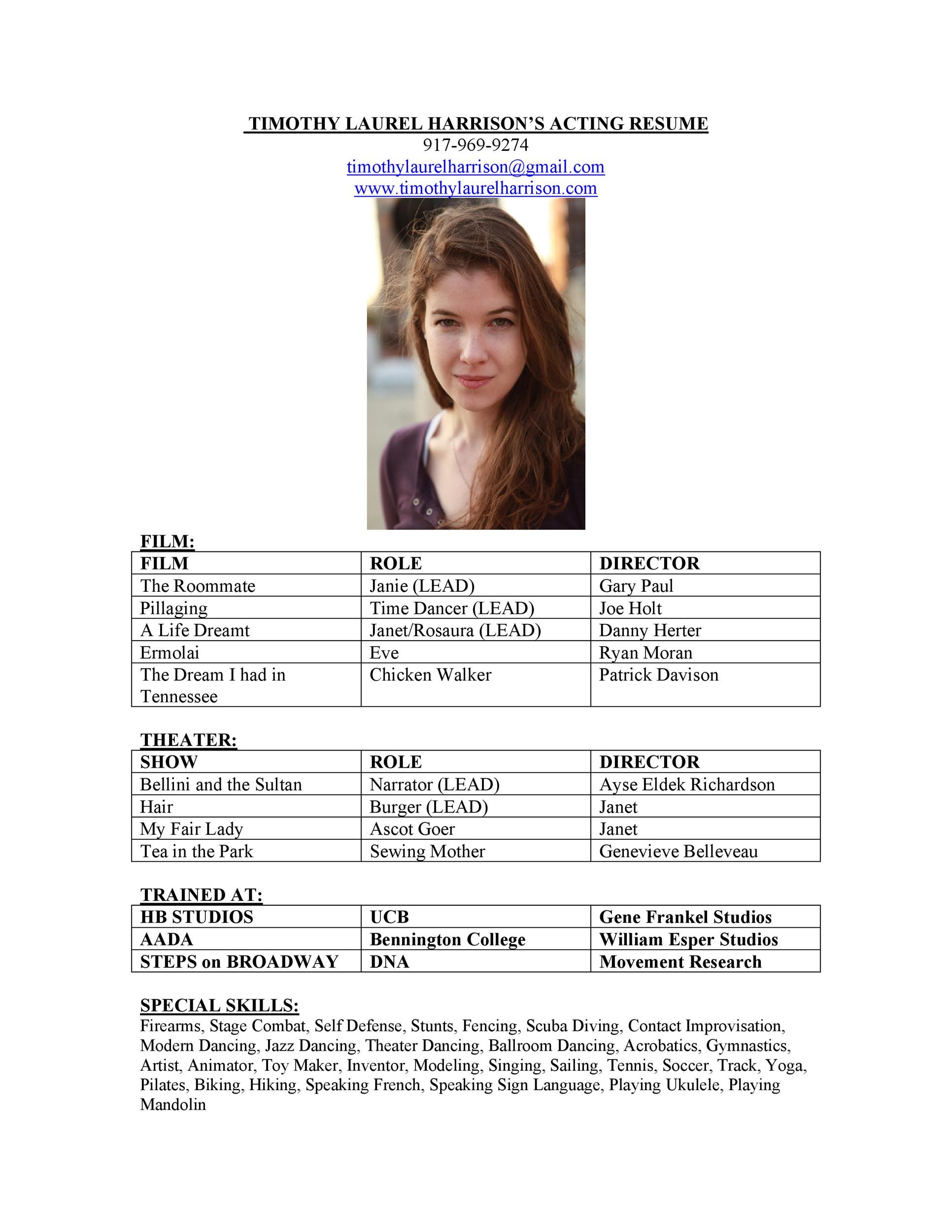 Free acting resume template 23