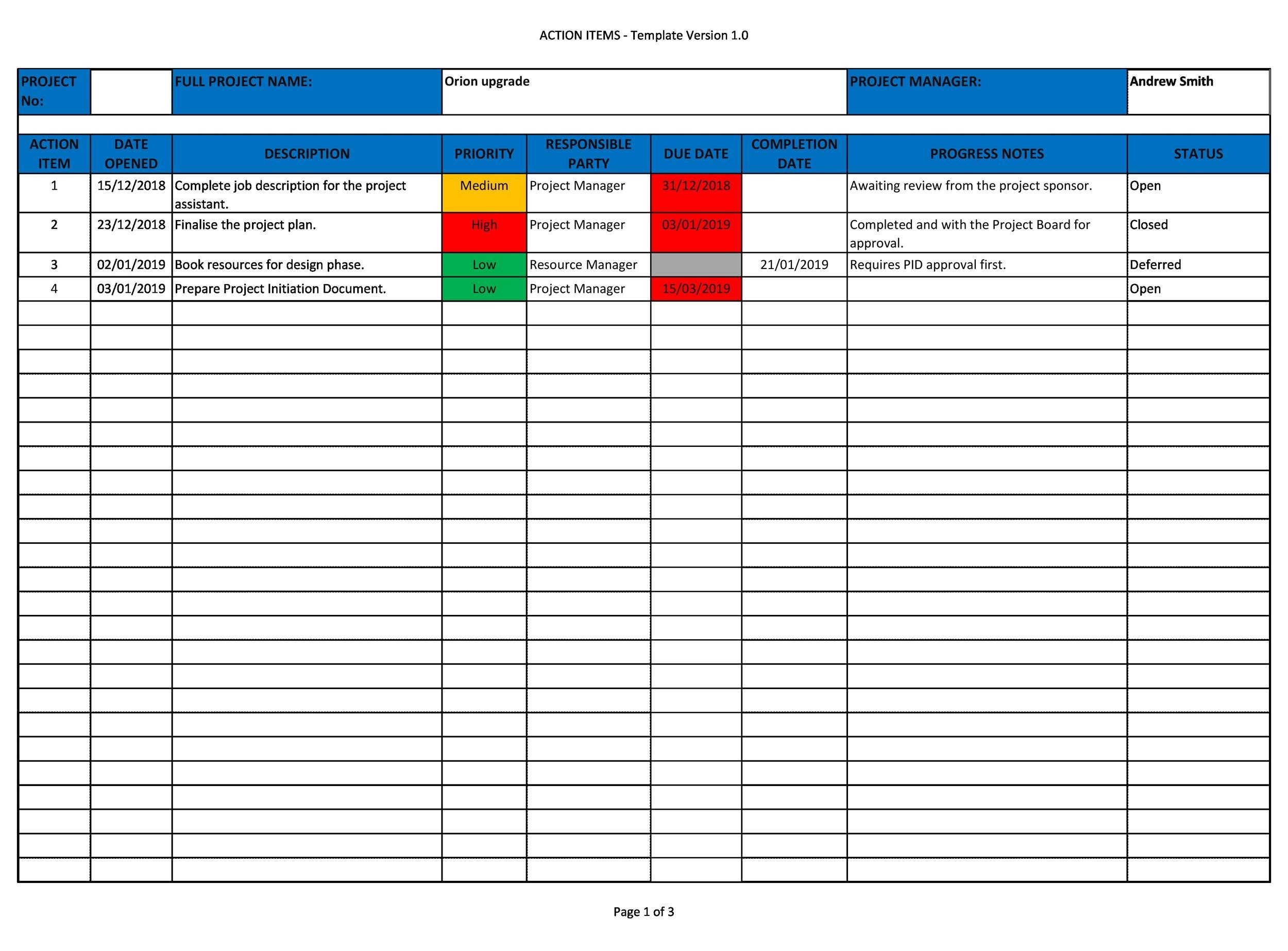 49 Great Action Item Templates MS Word Excel TemplateLab