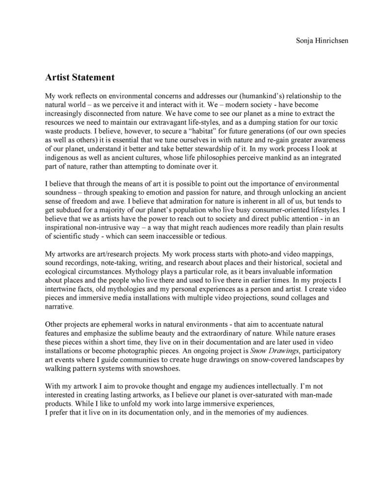 personal statement for artist