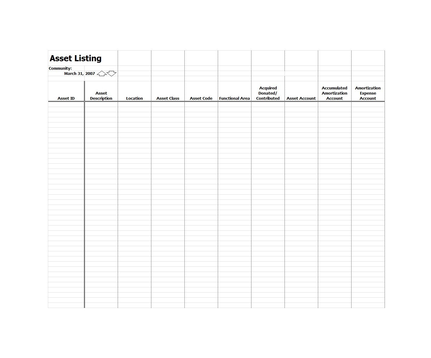 Free asset list template 12