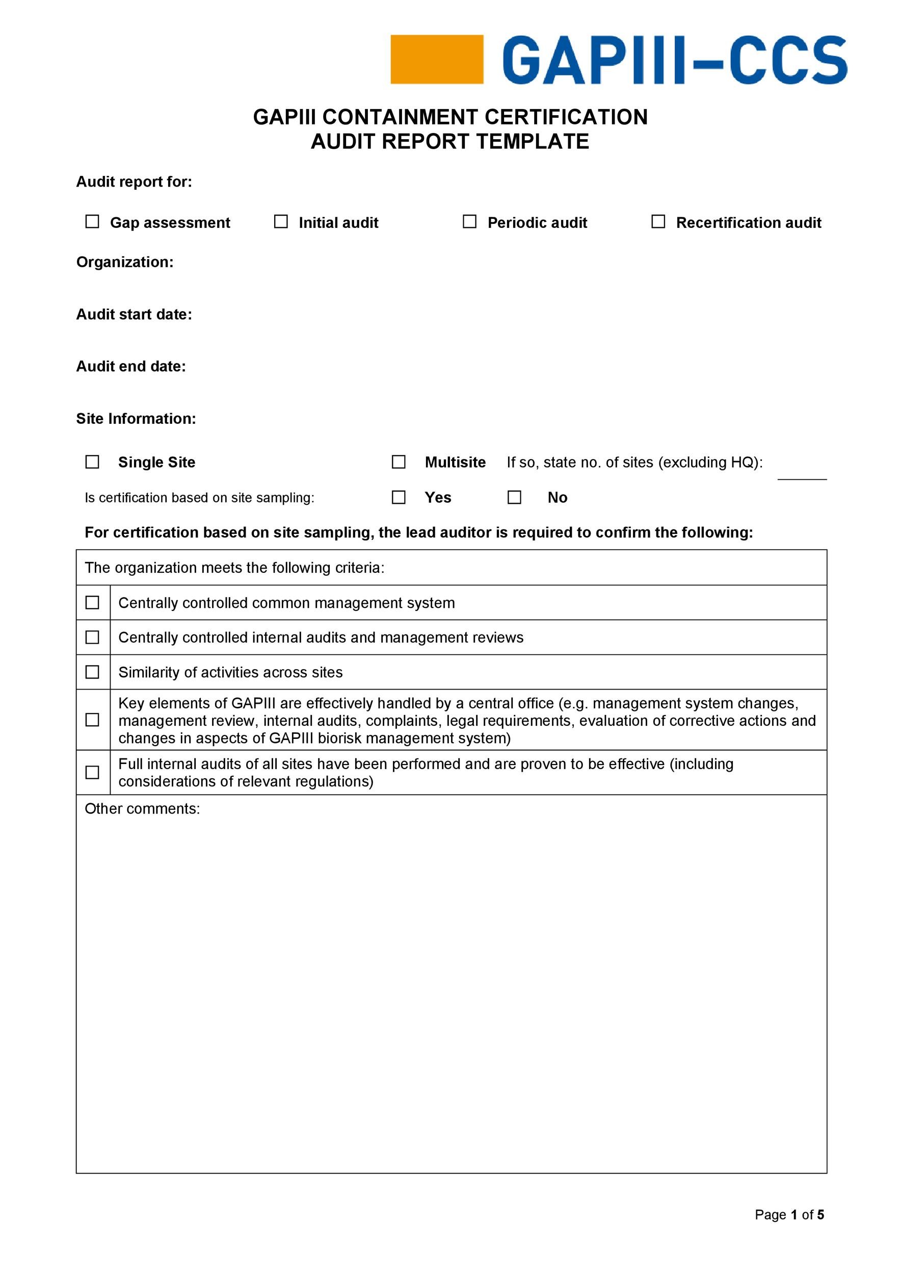 Free audit report template 13