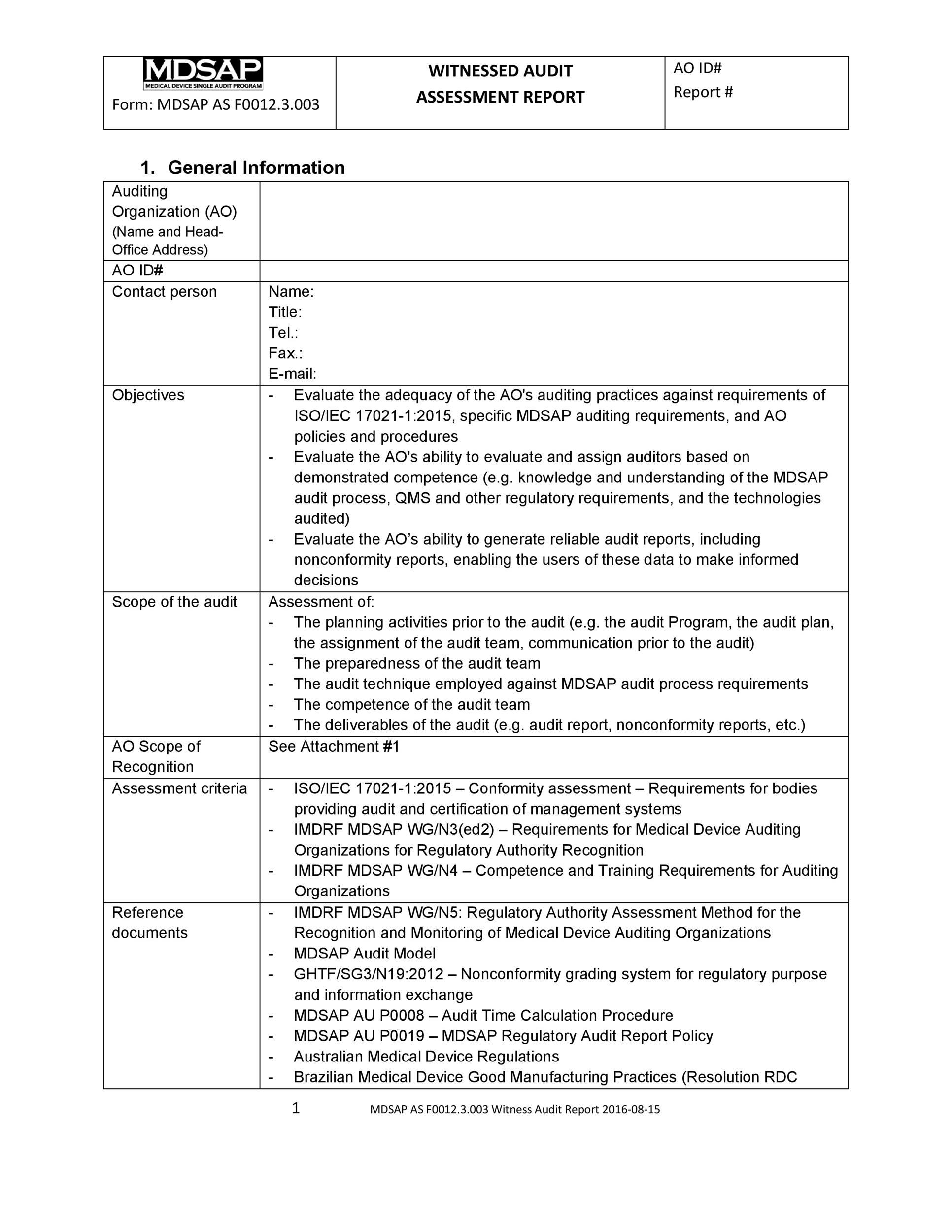 Free audit report template 27