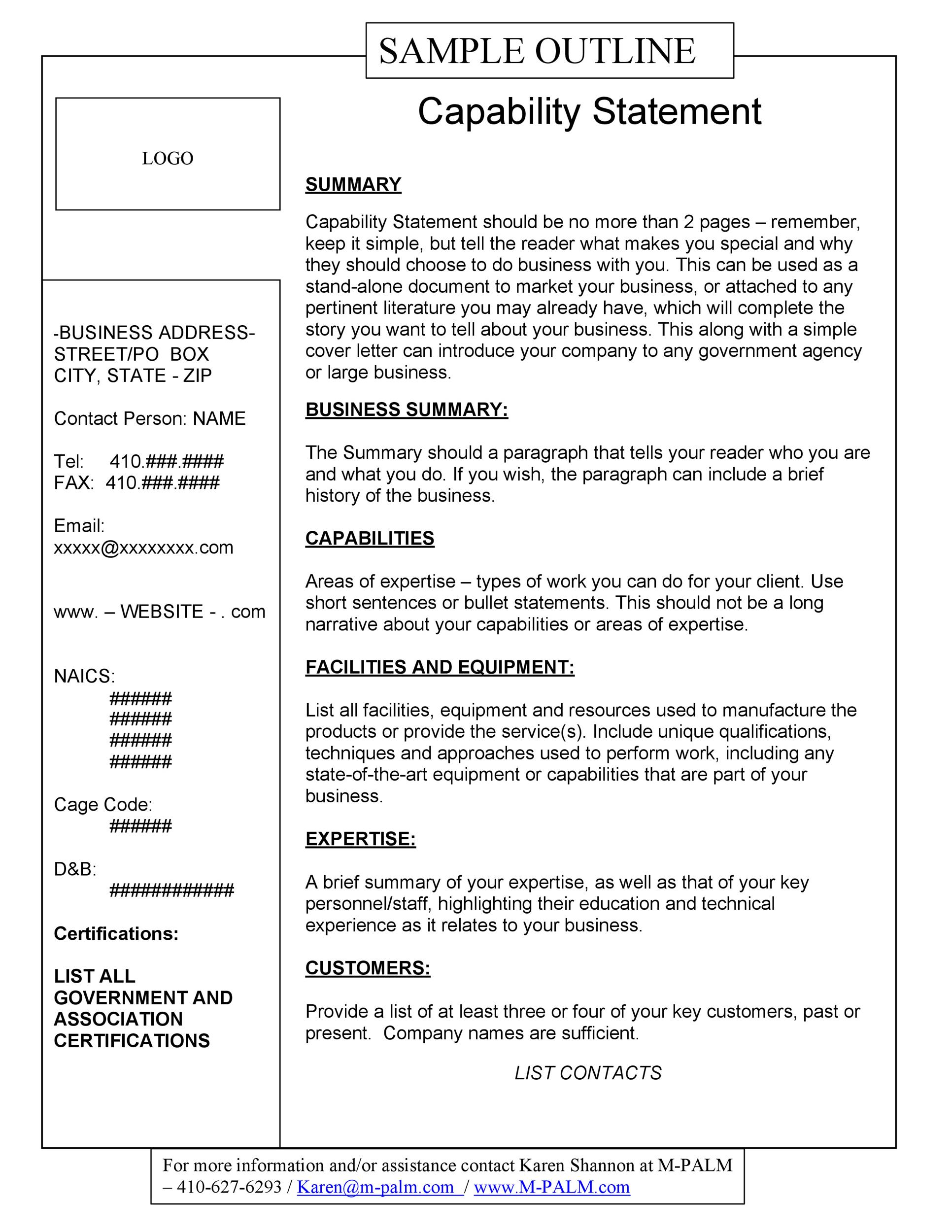 Capability Statement Template Word Document from templatelab.com