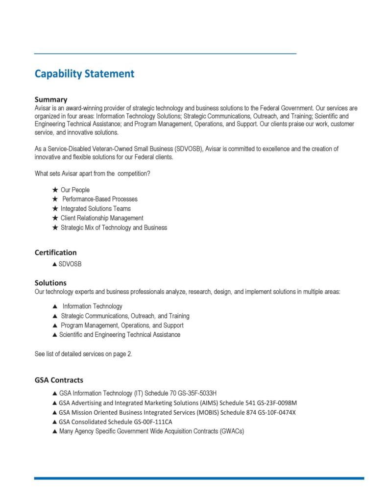 39 Effective Capability Statement Templates (+ Examples) ᐅ TemplateLab