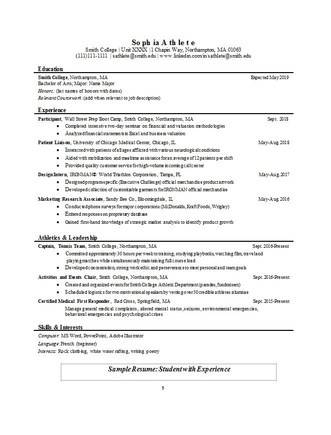 50 College Student Resume Templates Format Á Templatelab
