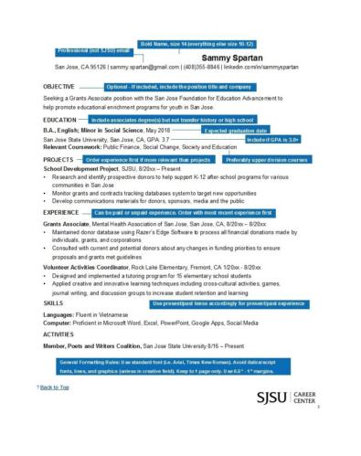 which resume template is best for college students