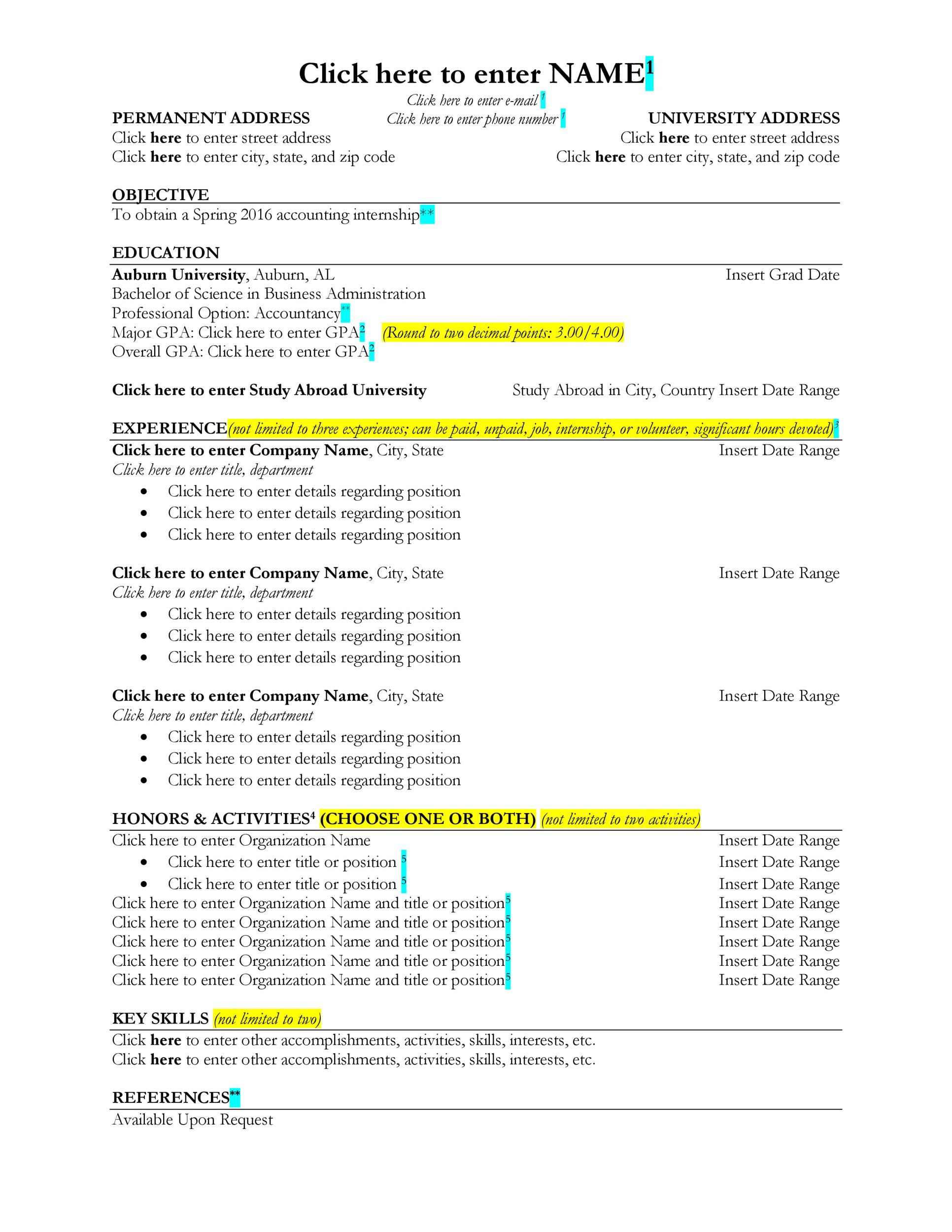 Free college resume template 28