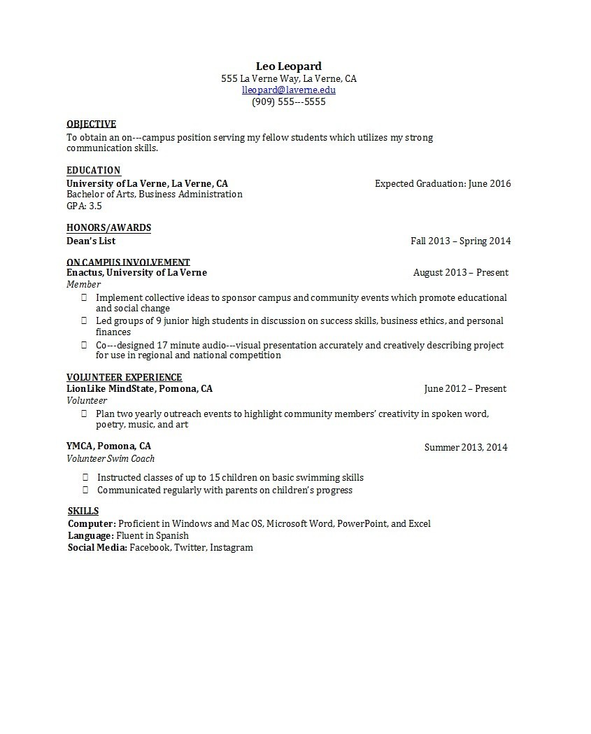 Free college resume template 46