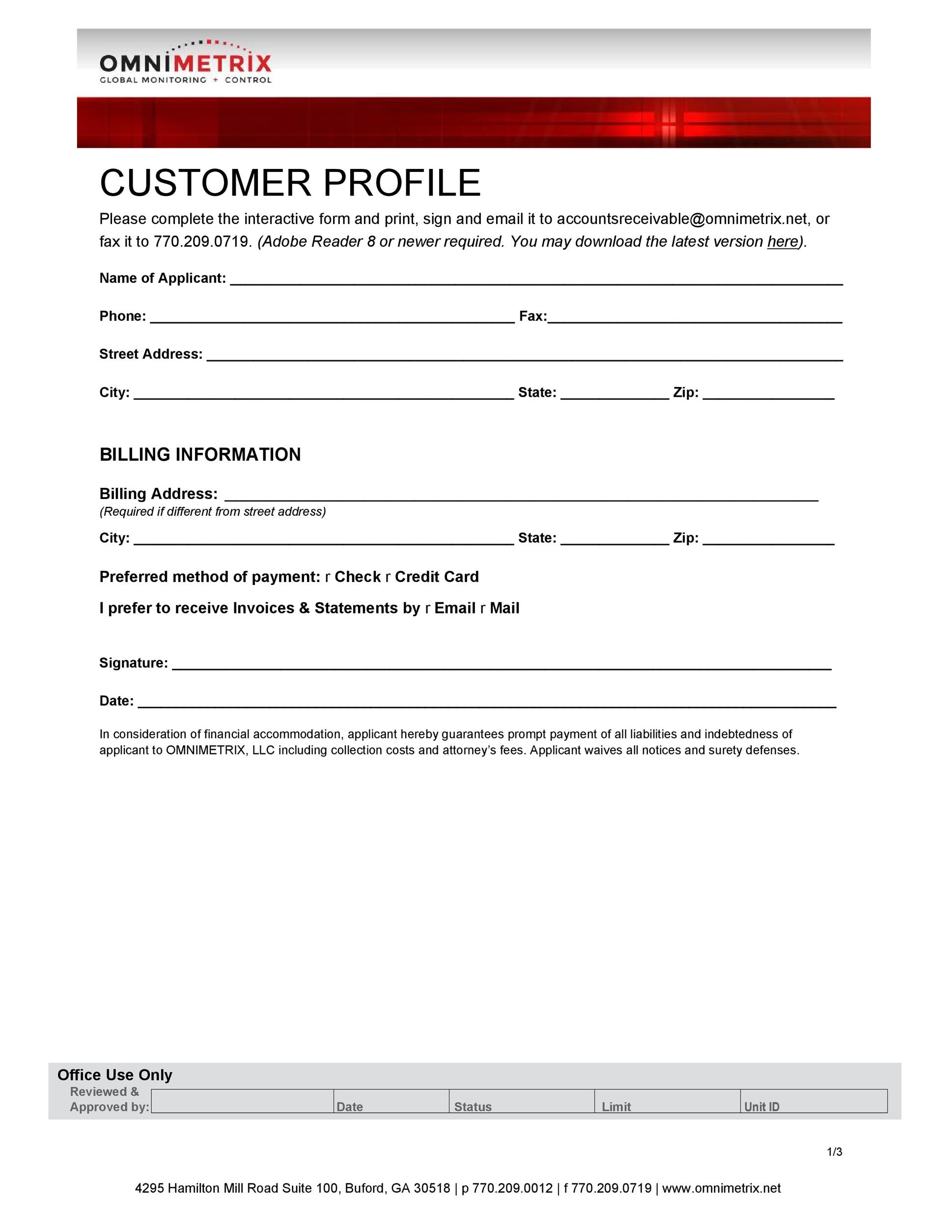 Free customer profile template 19