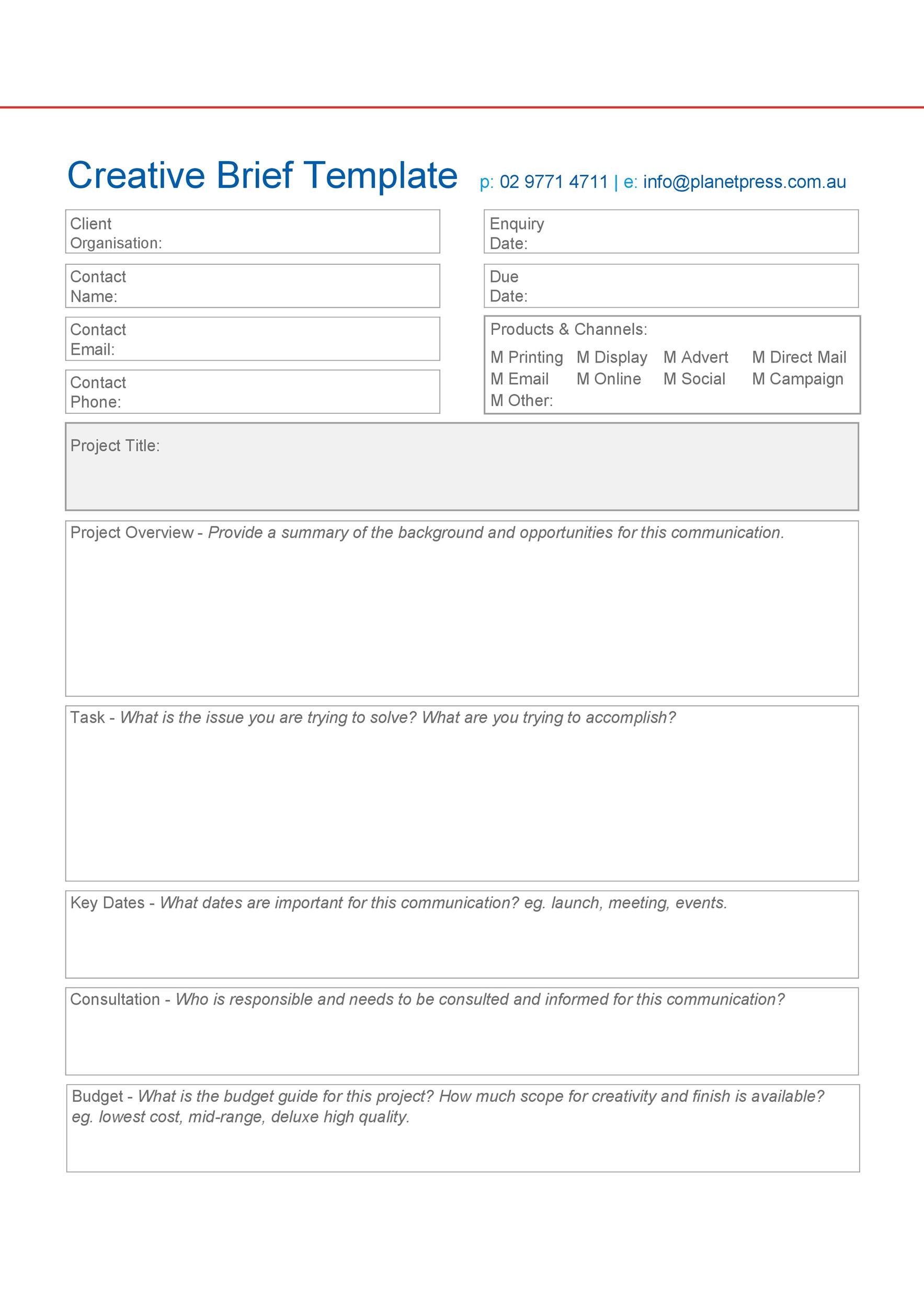 Content Marketing Brief Template