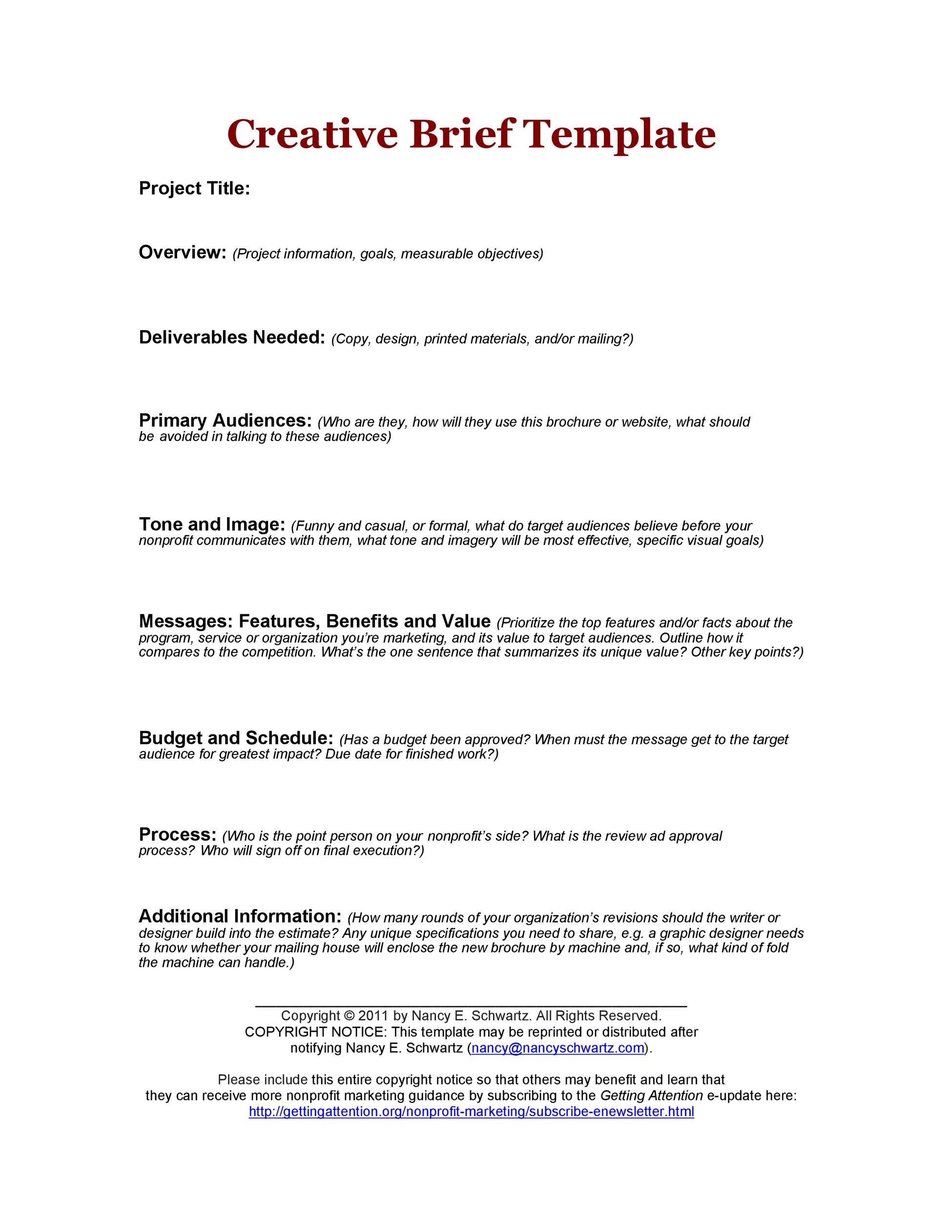 Free design brief template 34