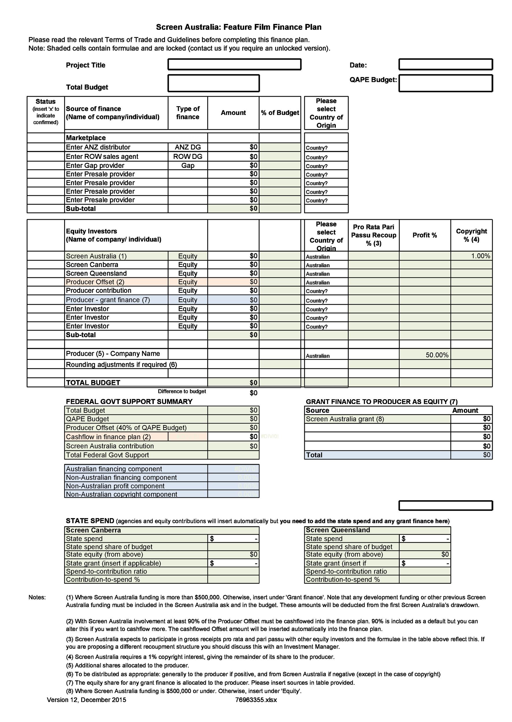 Free financial plan template 03