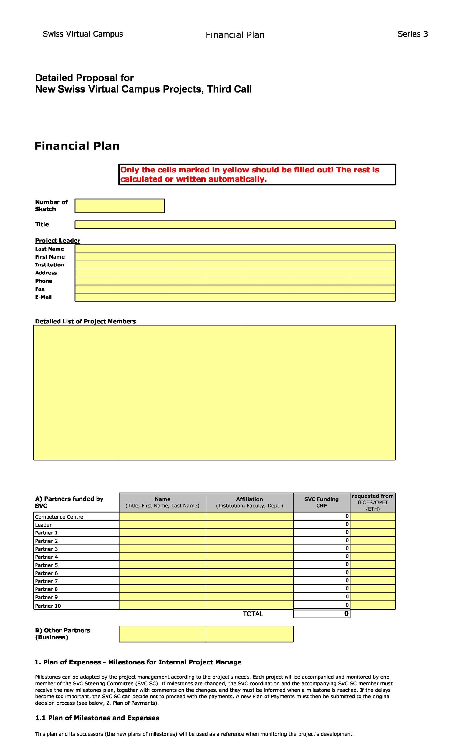Free financial plan template 21