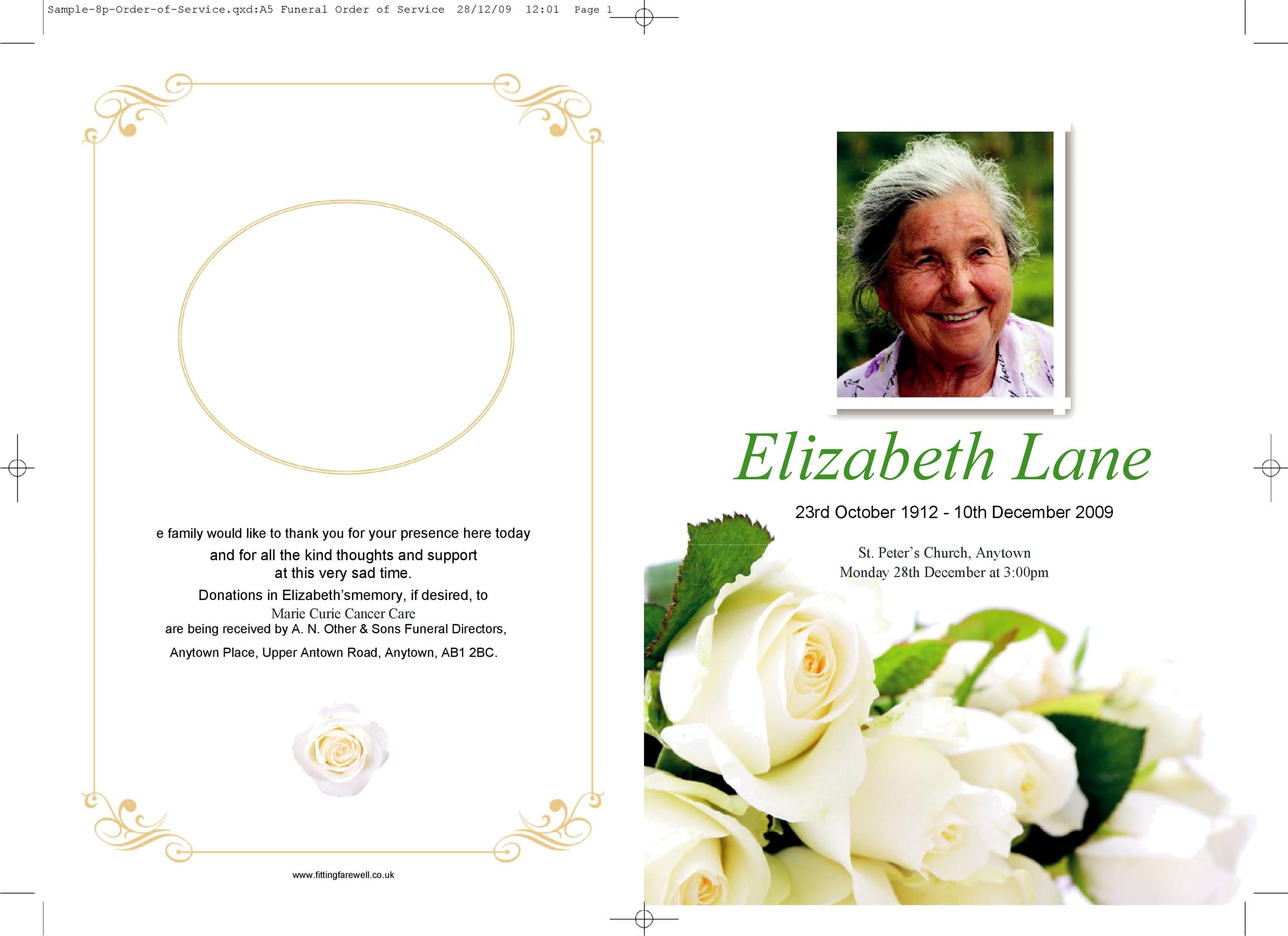 Funeral Program Editable With Microsoft Word Printable Memorial Order 