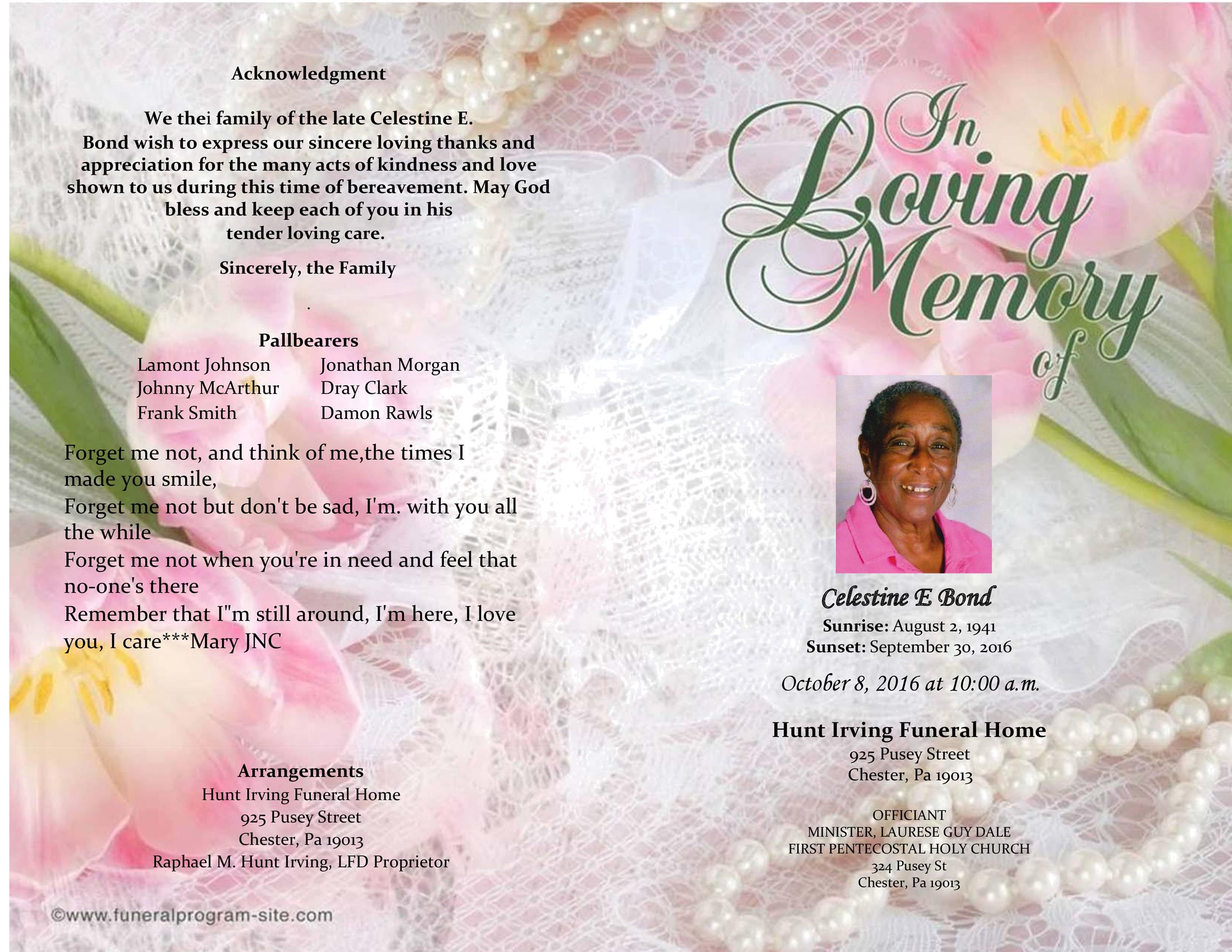 Funeral Program Obituary Template
