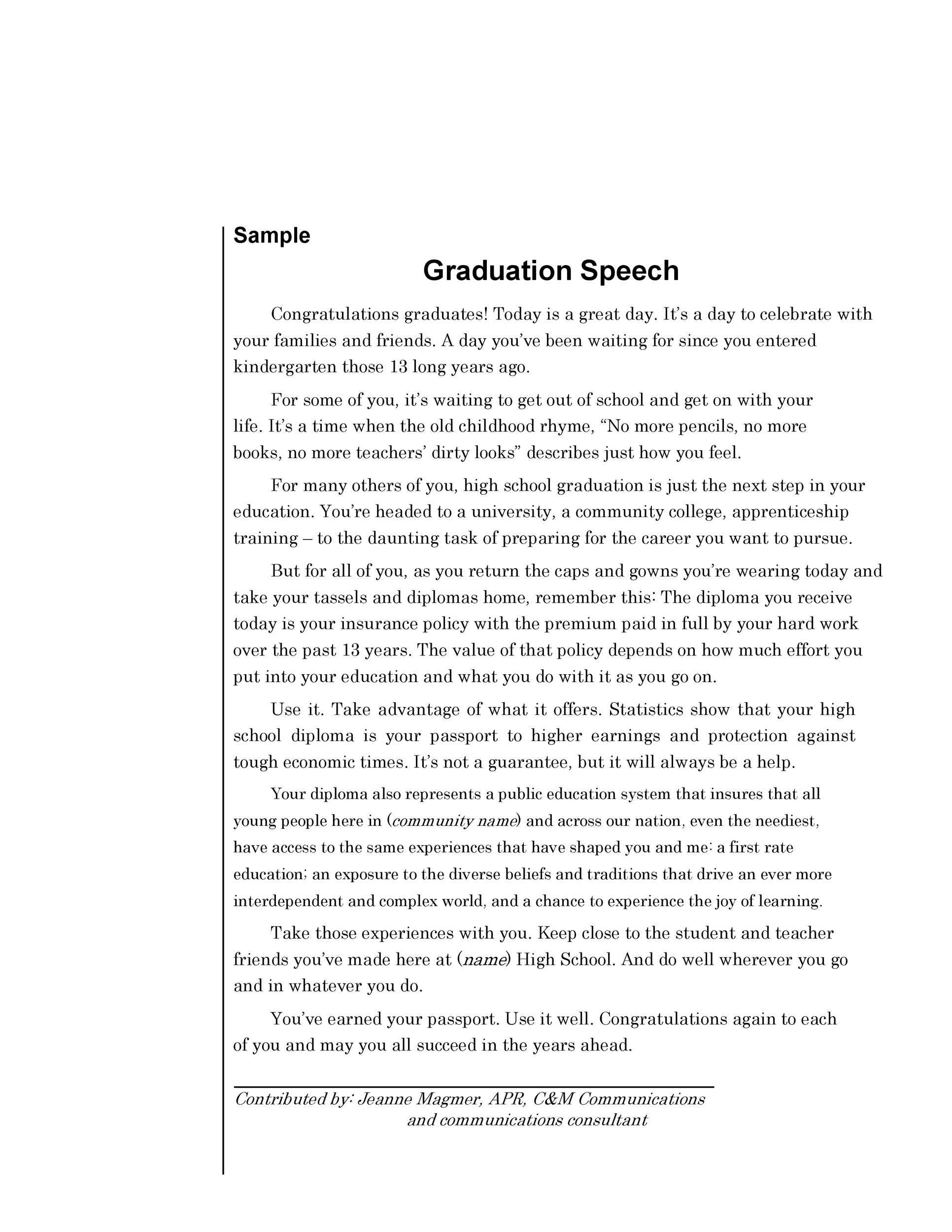how to write a graduation speech as a teacher