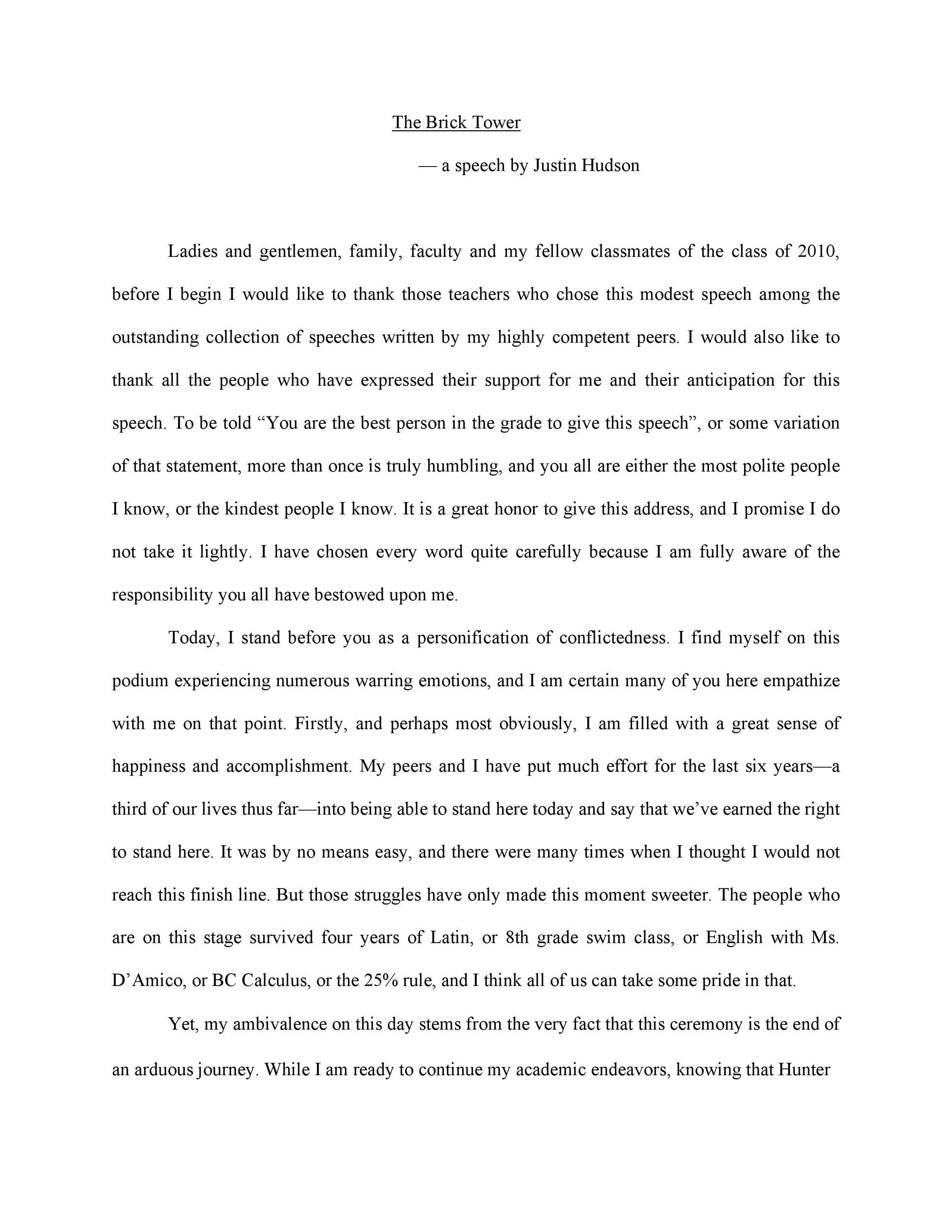 Amazing Speech Topics For Grade 8 Speech Writing For Class 8 CBSE   Graduation Speech Example 02 