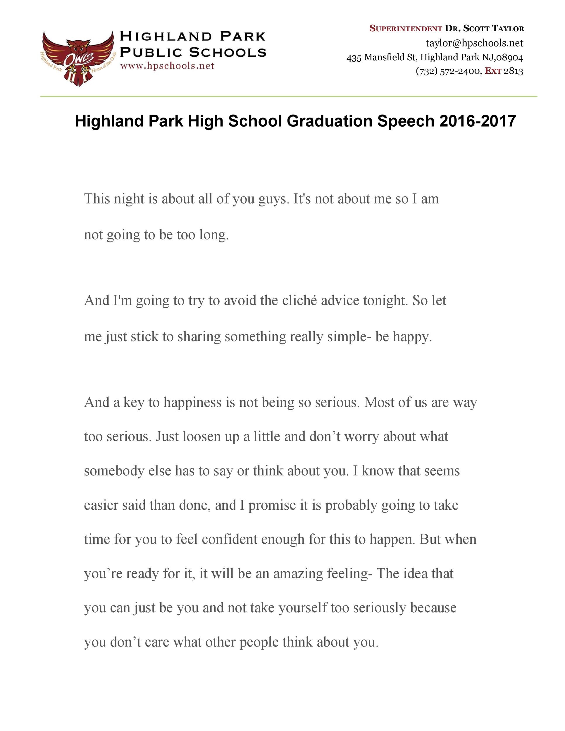 Free graduation speech example 37