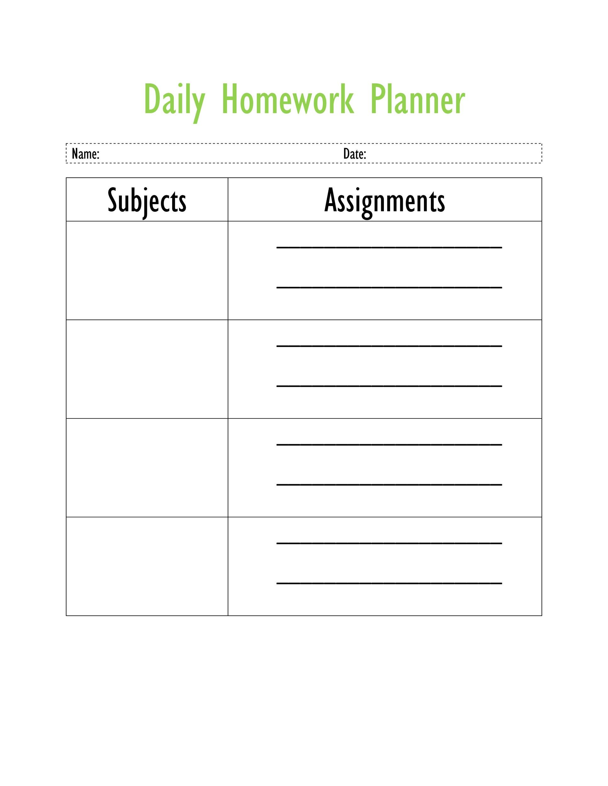 Free homework planner 16