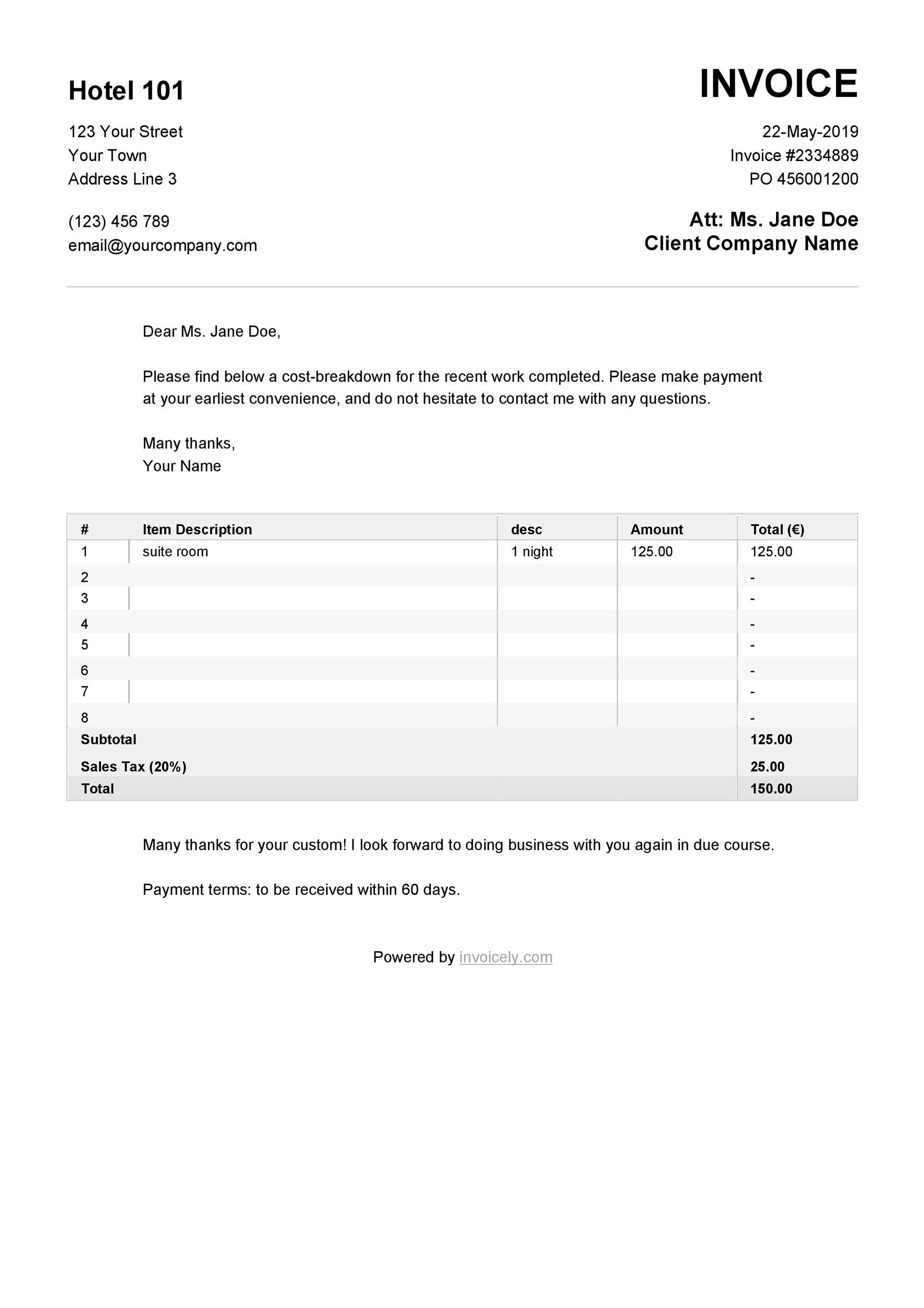 33 real fake hotel receipt templates templatelab