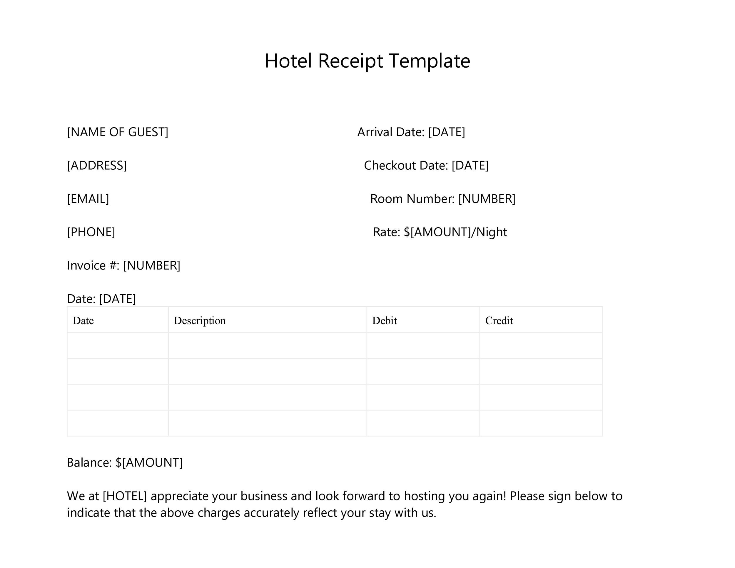 33 [Real & Fake] Hotel Receipt Templates ᐅ TemplateLab