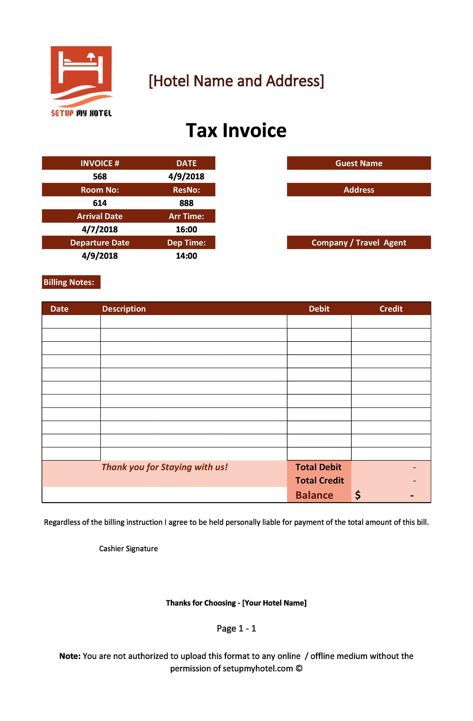 33 Real Fake Hotel Receipt Templates á… Templatelab