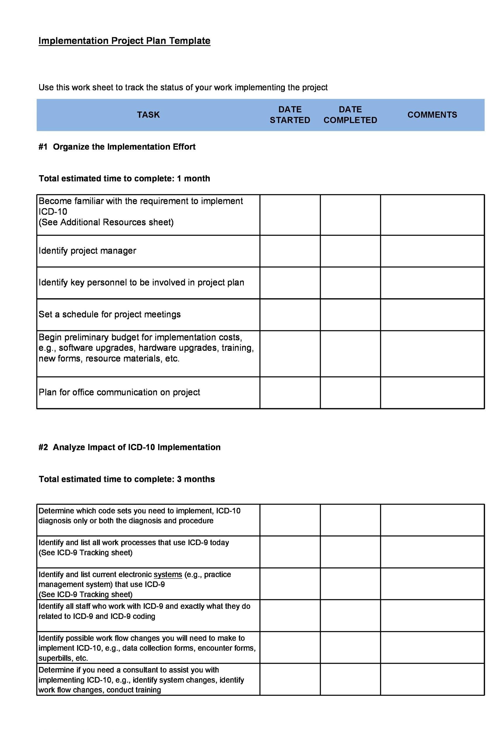 Ms Word Implementation Plan Template Microsoft Word Templates