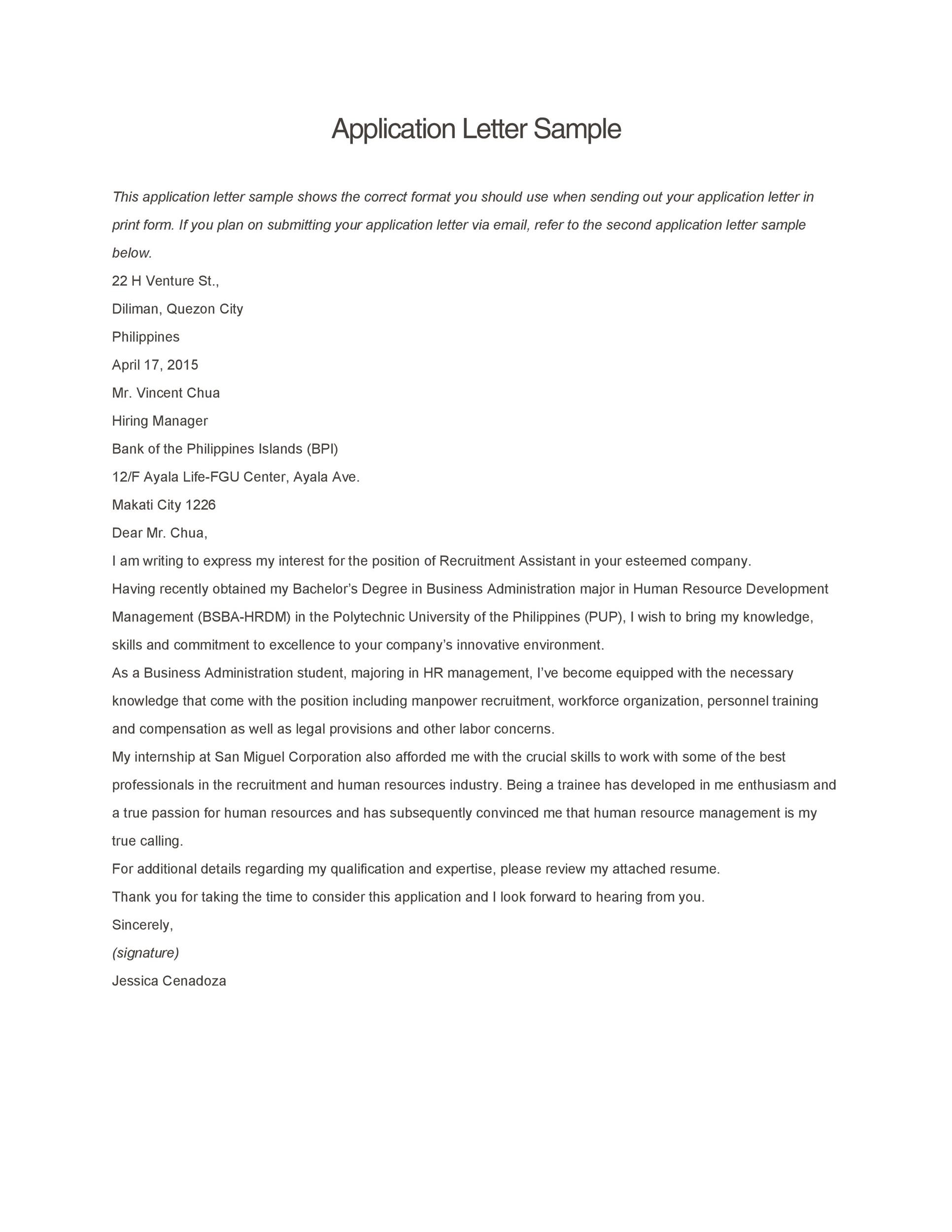 49 Best Letter Of Application Samples How To Write Guide Á